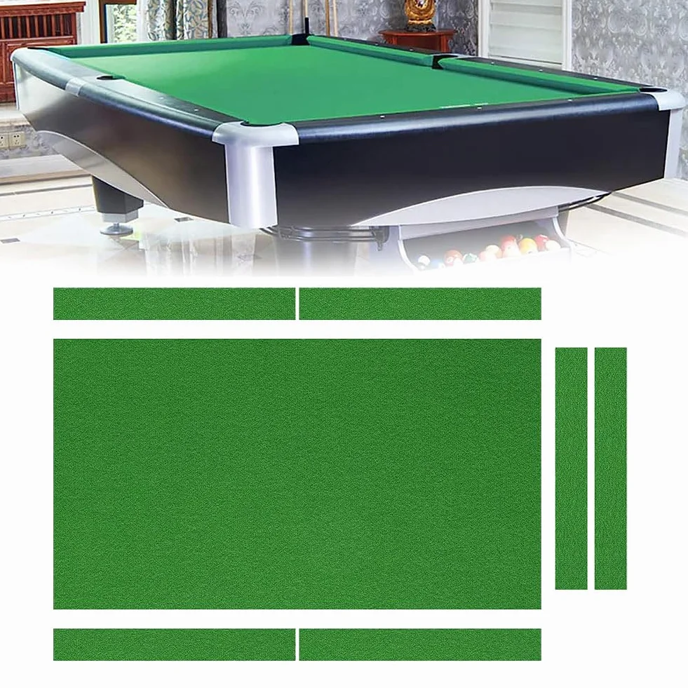 Mantel de Billar Profesional Lana Peinada Paño Nailon 9 Pies Tapete 6 Piezas Verde