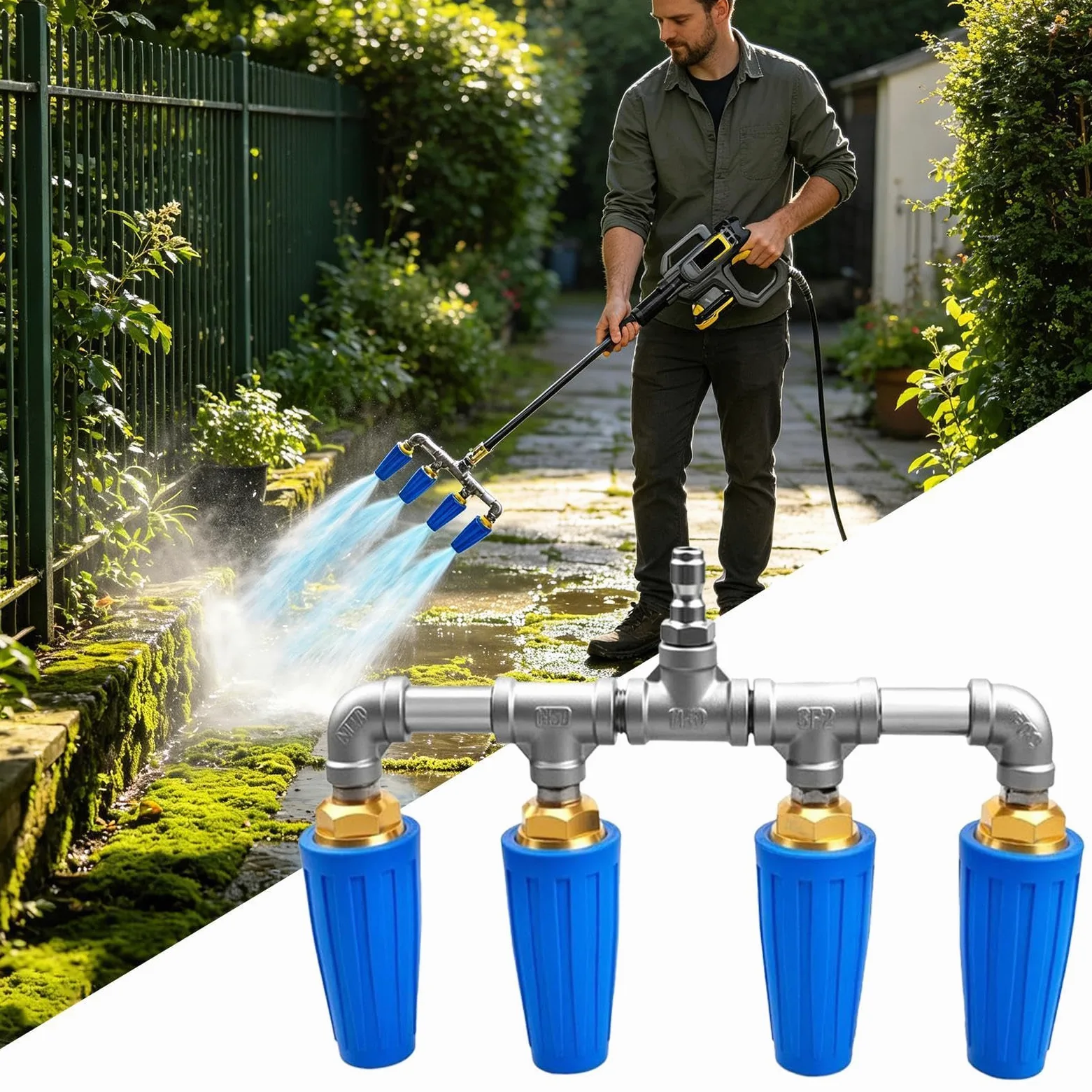 Boquilla de alta presión para manguera Acero Inoxidable Arandela Agua | Tobera con alta presión para manguera de jardín Limpieza Casera, Riego, Patio, Balcón y