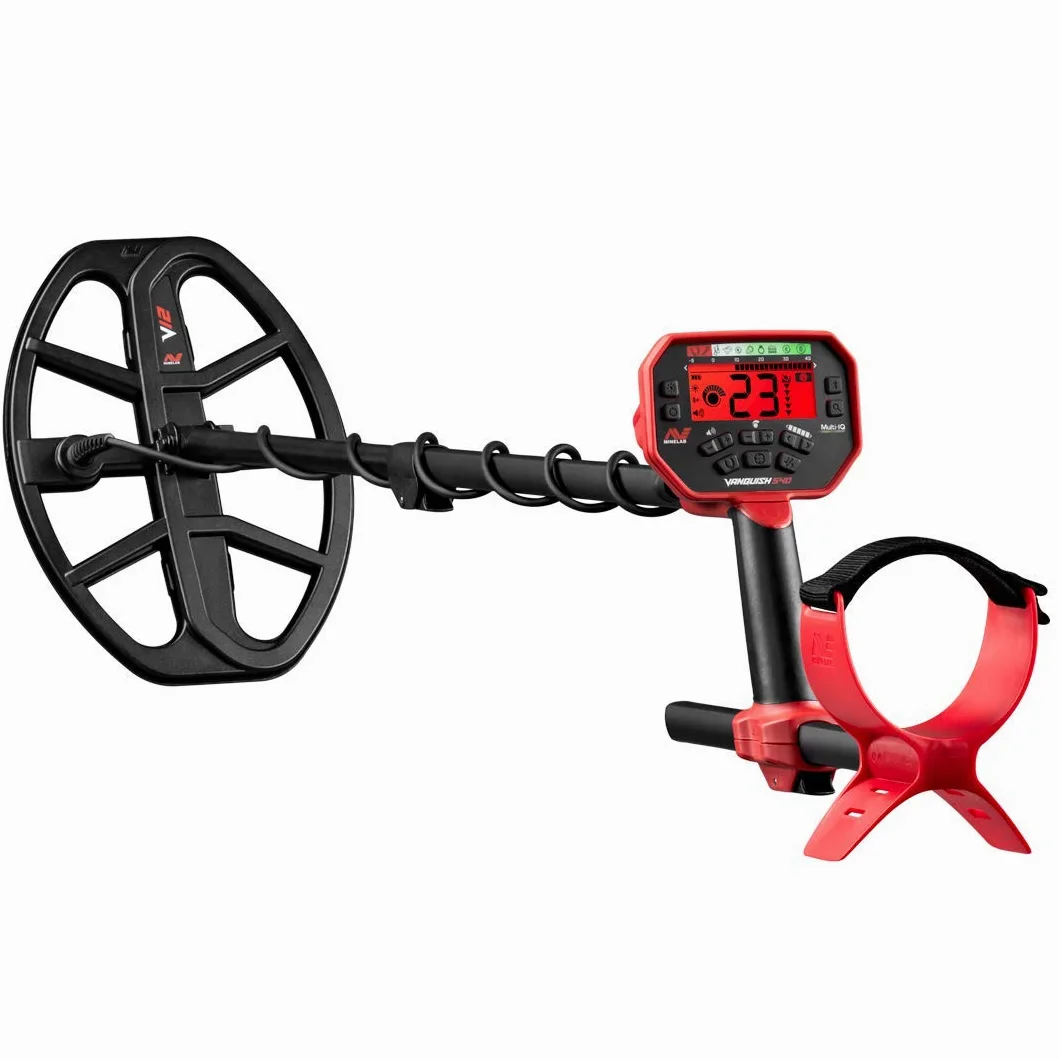 Minelab Vanquish 540 - Detector de Metales multifrecuencia para Adultos con sesgo de Hierro y Bobina Impermeable Doble D V12 de 12 x 9 Pulgadas (4 Modos de detección, Auriculares con Cable y Cubierta