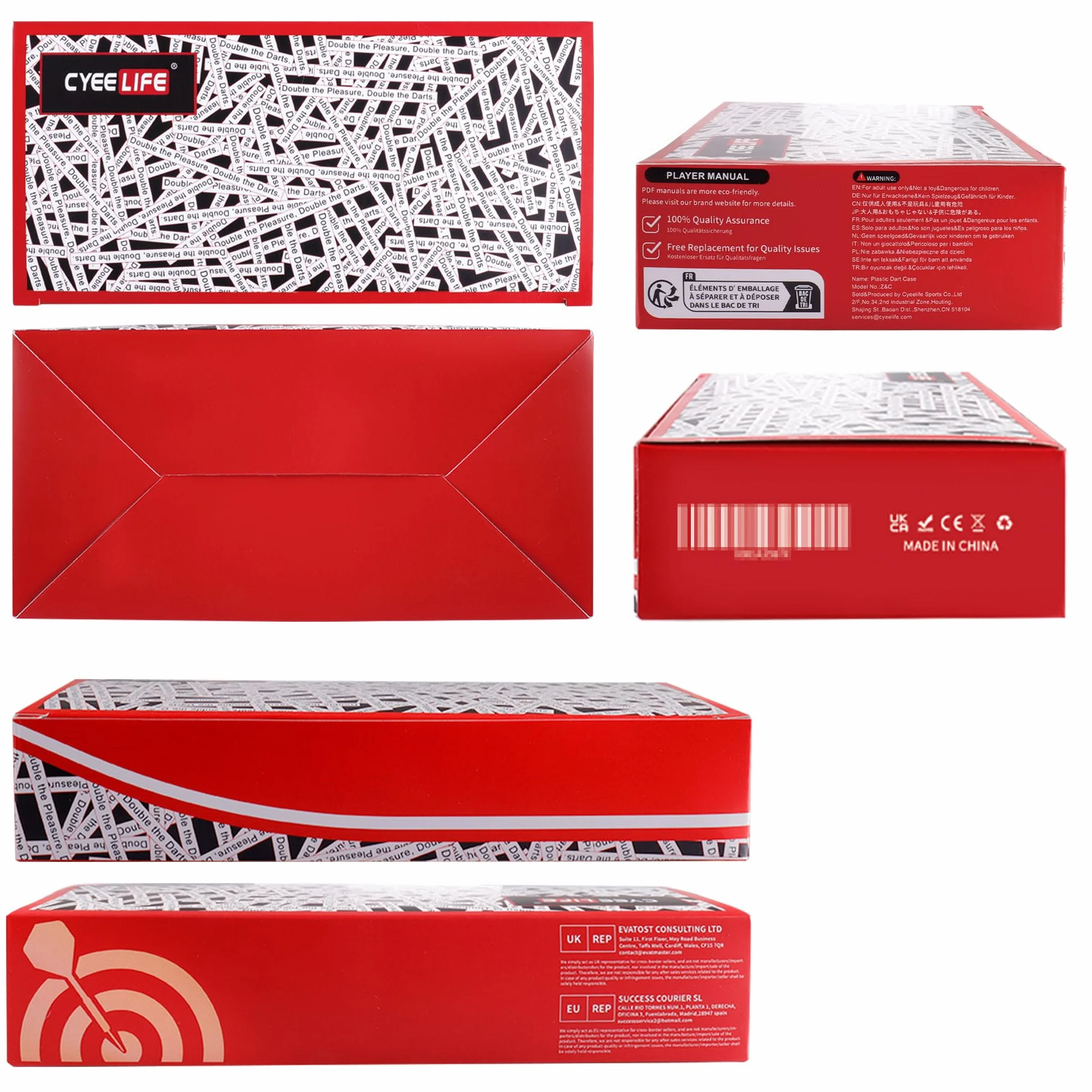 CyeeLife Funda de Transporte para Dardos, Ajustable, Caja de Almacenamiento Portátil con Cierre, Negro