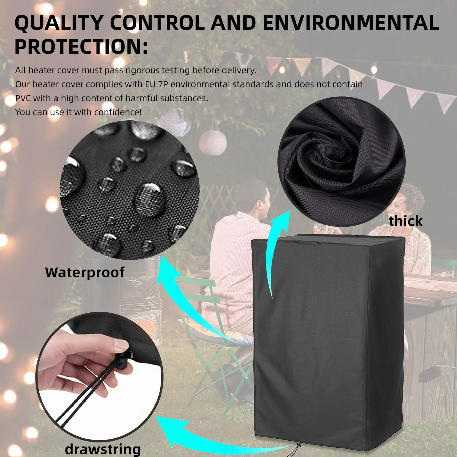 Fundas para Calentadores de Exterior, Funda Estufa de Gas, Cubierta Calentador Patio, 210d Oxford es Resistente al Polvo y al Agua, Ideal para Uso en Interiores y Exteriores (46x38x74cm)