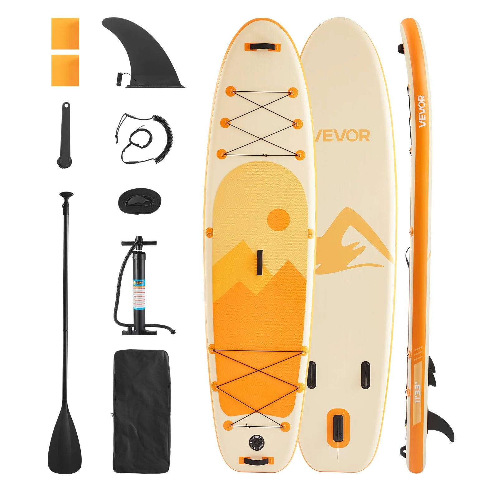 VEVOR Tabla de Surf Inflable Ultraligera con Bomba, Remo, Aleta, Mochila, Correa de Tobillo, Carga 150 kg