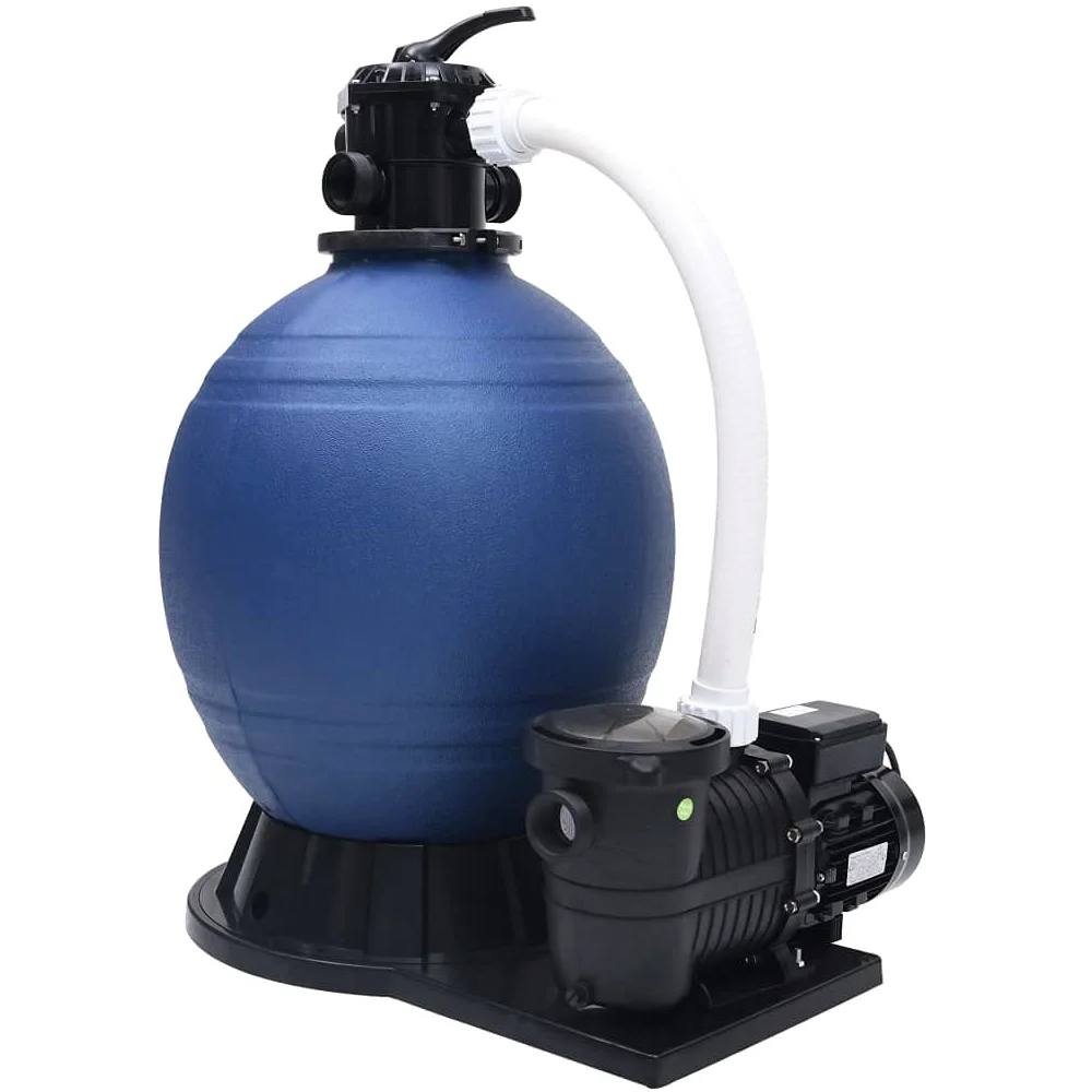 Filtro de arena con válvula de 7 vías y bomba autocebante, caudal de 18 m³/h, presión máxima de trabajo de 3,5 bar, para mangueras de 32/38 mm, incluye 50 kg de arena de filtro (no incluida)