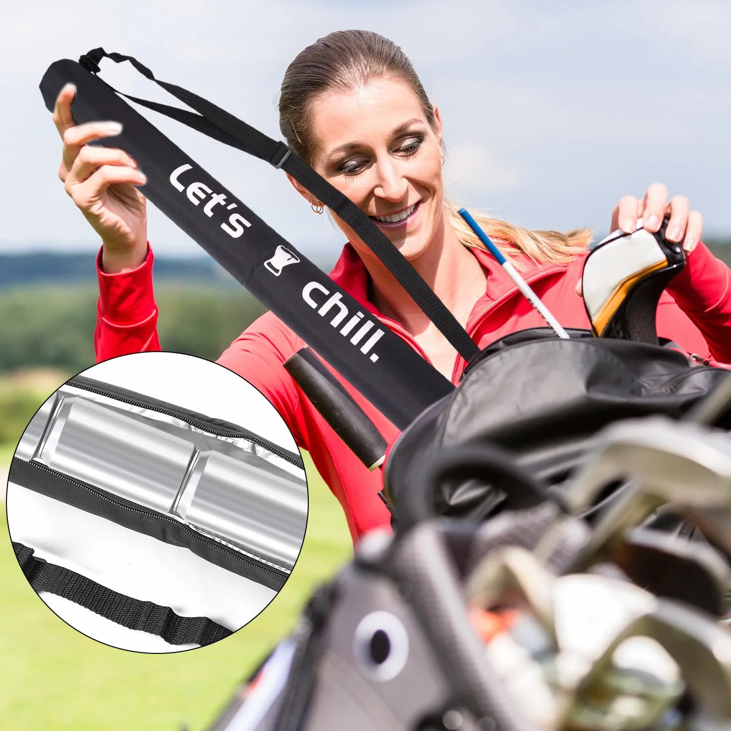 Funda Térmica Cerveza Golf 7 Latas Correa Ajustable Accesorios Bebidas