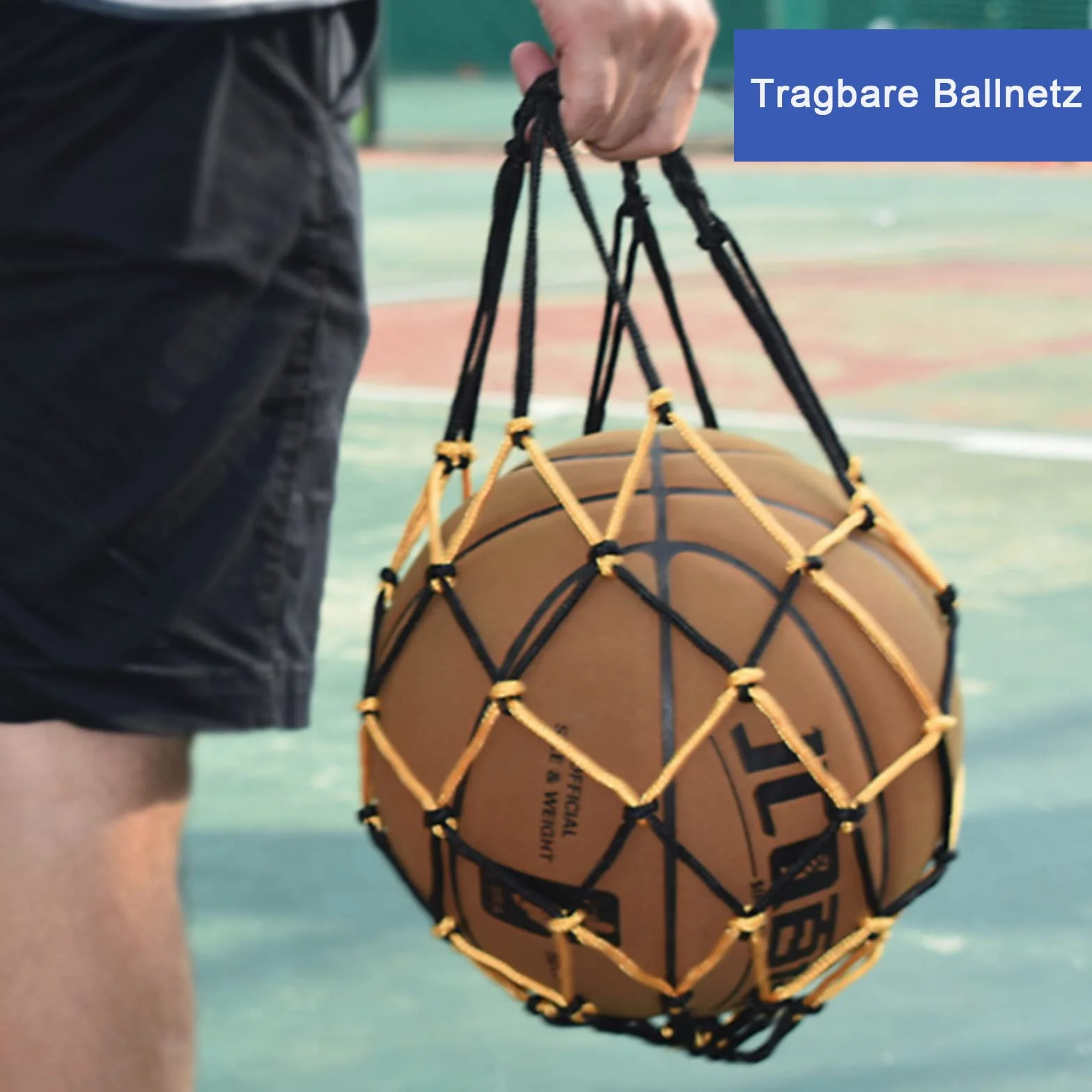 Red portátil para pelotas, juego de 2 bolsas de red de baloncesto, fútbol, tenis, con agujas (azul, blanco+negro, rojo)