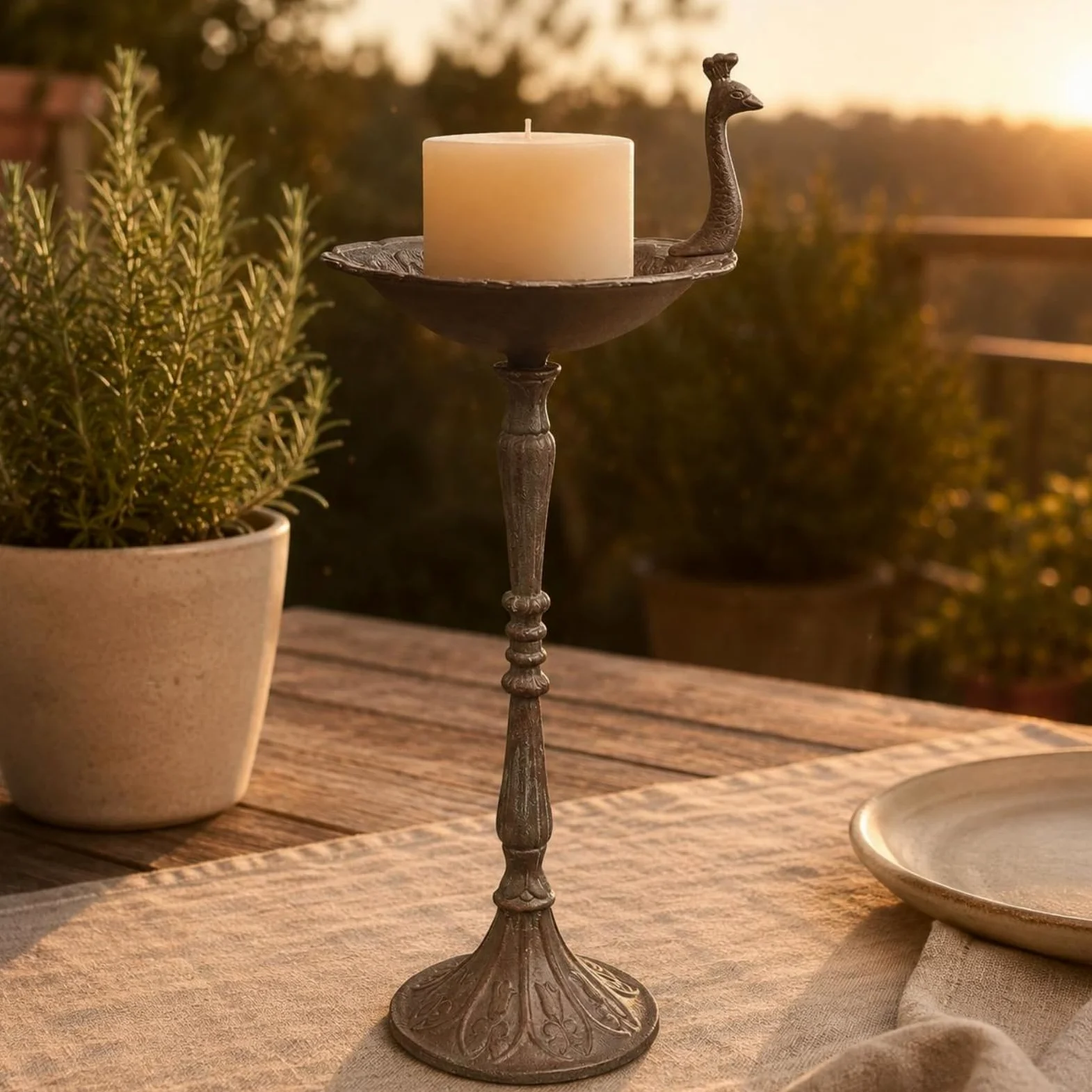 Comedero Aves Metal Decorativo Comedero Aves Pie Base Acampanada Adorno Jardín para Patio