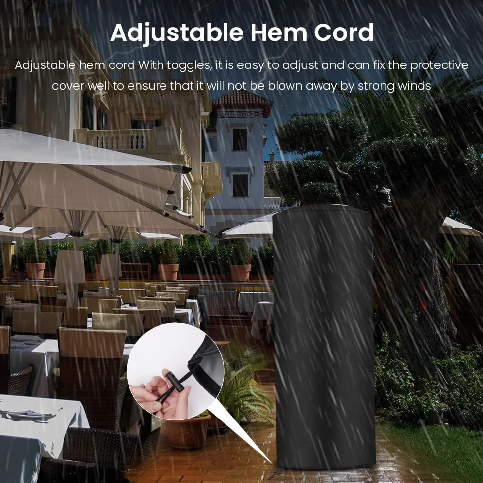 AOOWU Cubierta del Calentador a Prueba de Agua Patio, 210D Cubierta del Calentador de Gas De Tela Oxford con Cordón Ajustable, Resistente al Viento Cubierta del Calentador (50X50X120CM)