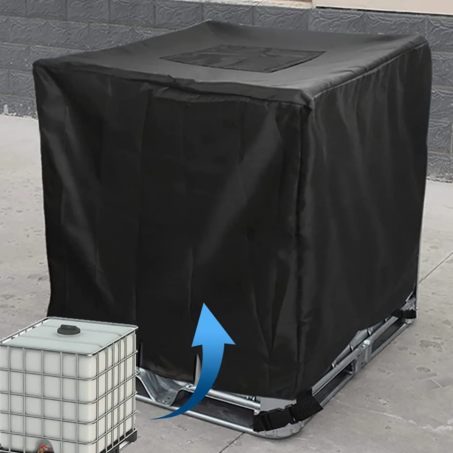 IBC - Cubierta para depósito de agua, resistente a los rayos UV y al polvo, lona protectora para agua de 300L/600L/800L/1000L, cubierta impermeable para IBC Tan
