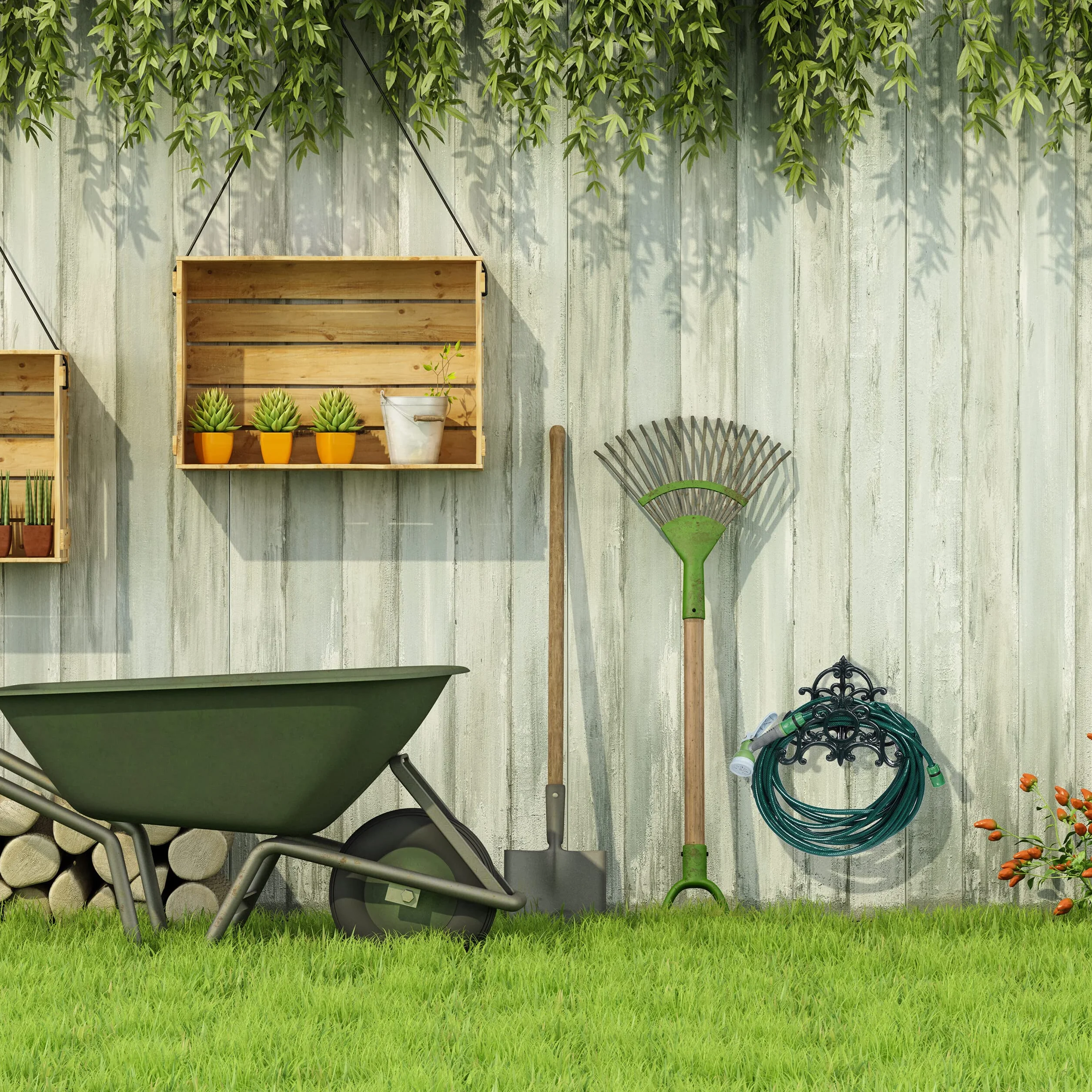 Relaxdays Soporte Manguera Pared, Cuelgamangueras Estilo Vintage, 24,5 x 31,5 x 15,5 cm, Hierro Fundido, Verde Oscuro