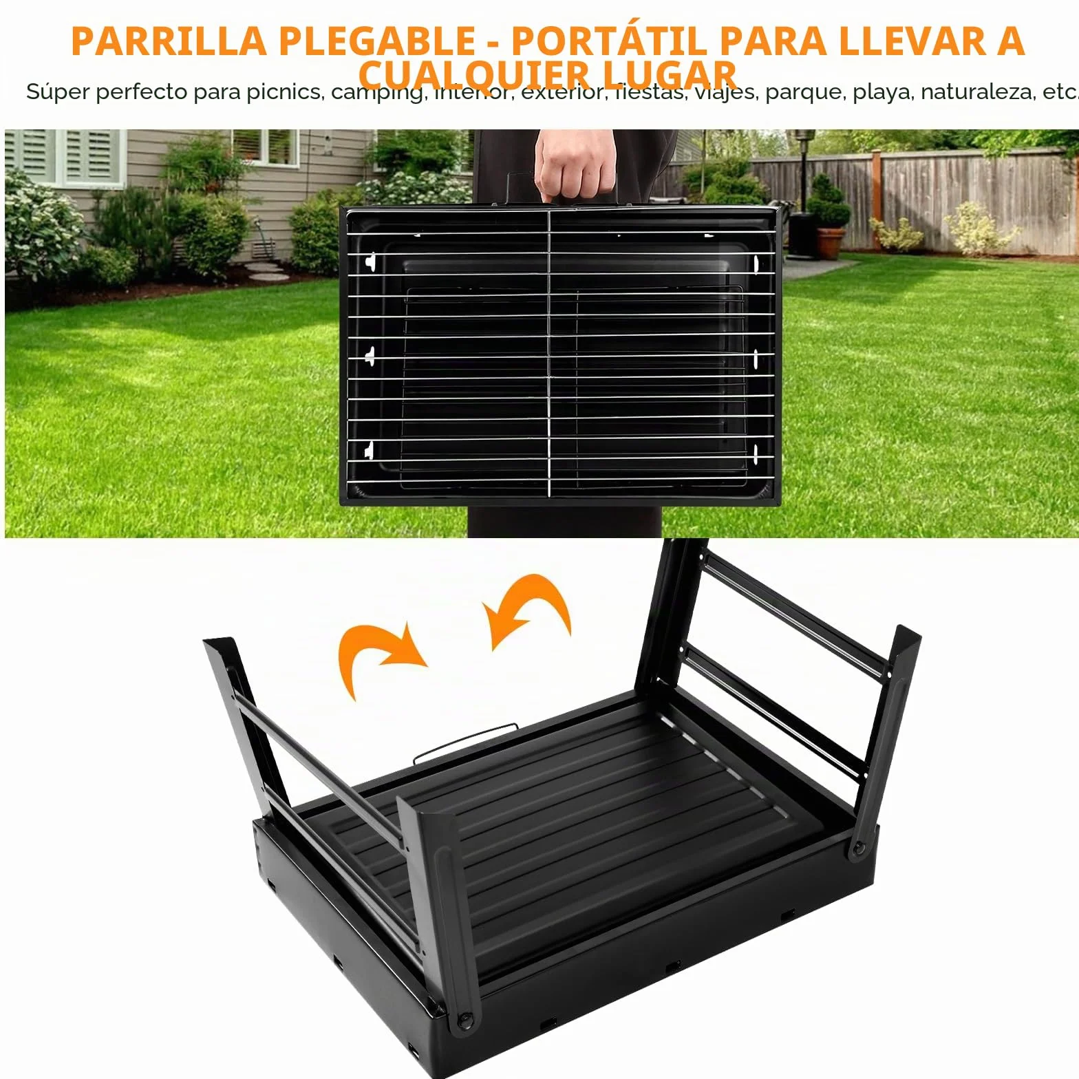 Uten Barbacoas Portátiles de Carbón, Parrilla de Acero Inoxidable para Ahumar y Acampar al Aire Libre, Char Broil BBQ Pit Grill (Mediano), Negro