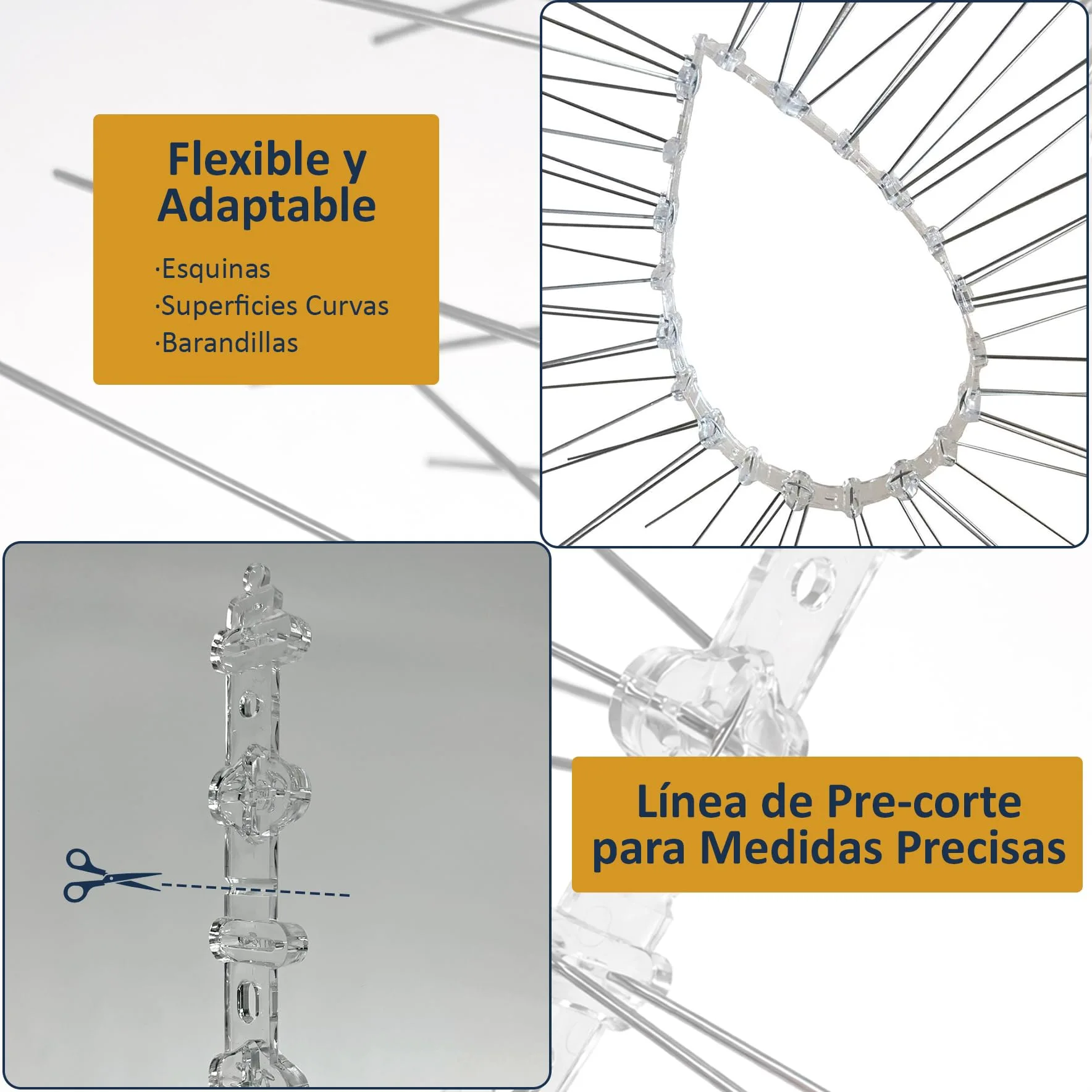 Cia&Co Pinchos Antipalomas Acero Inoxidable Modular Sistema Antipalomas Flexible con Pre-Corte Cada 5 cm – Tira Disuasoria para Balcones, Terrazas, Ventanas, Fachadas y Tejados (15 Metros)