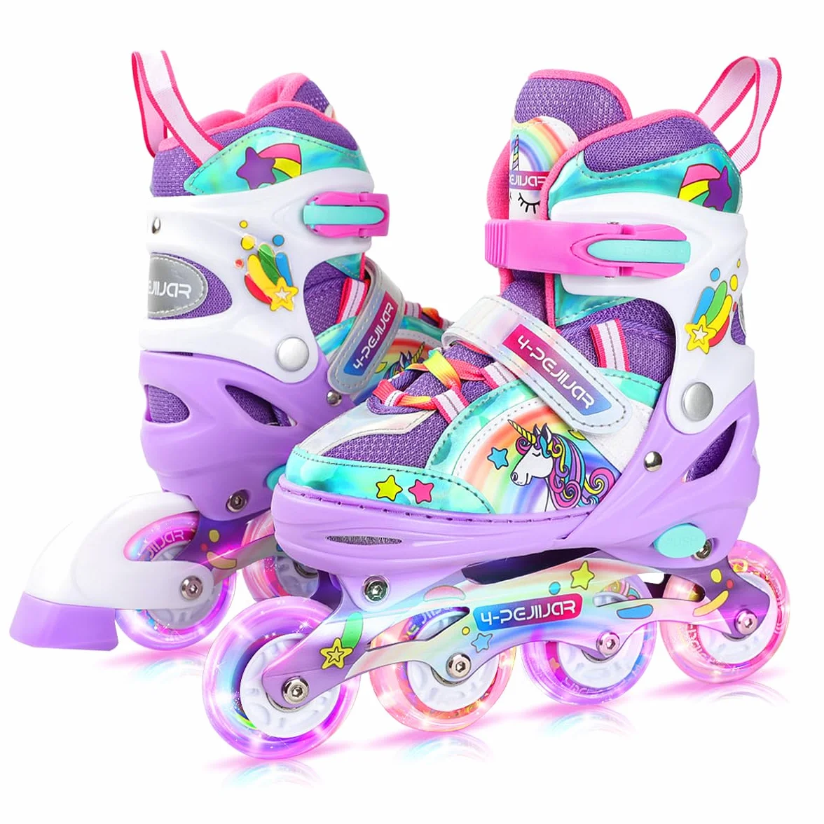 Patines en línea Unicornio para Niñas Ajustables con Ruedas Luminosas 4 Ruedas Quad Principiantes