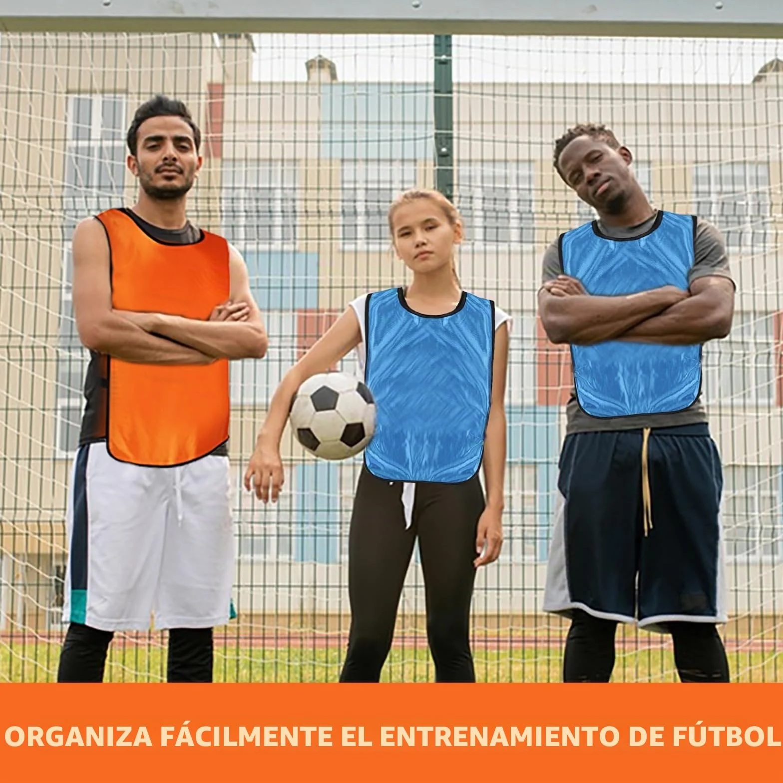 Reversible Football Training Vests for Kids Youth Adults Orange Blue