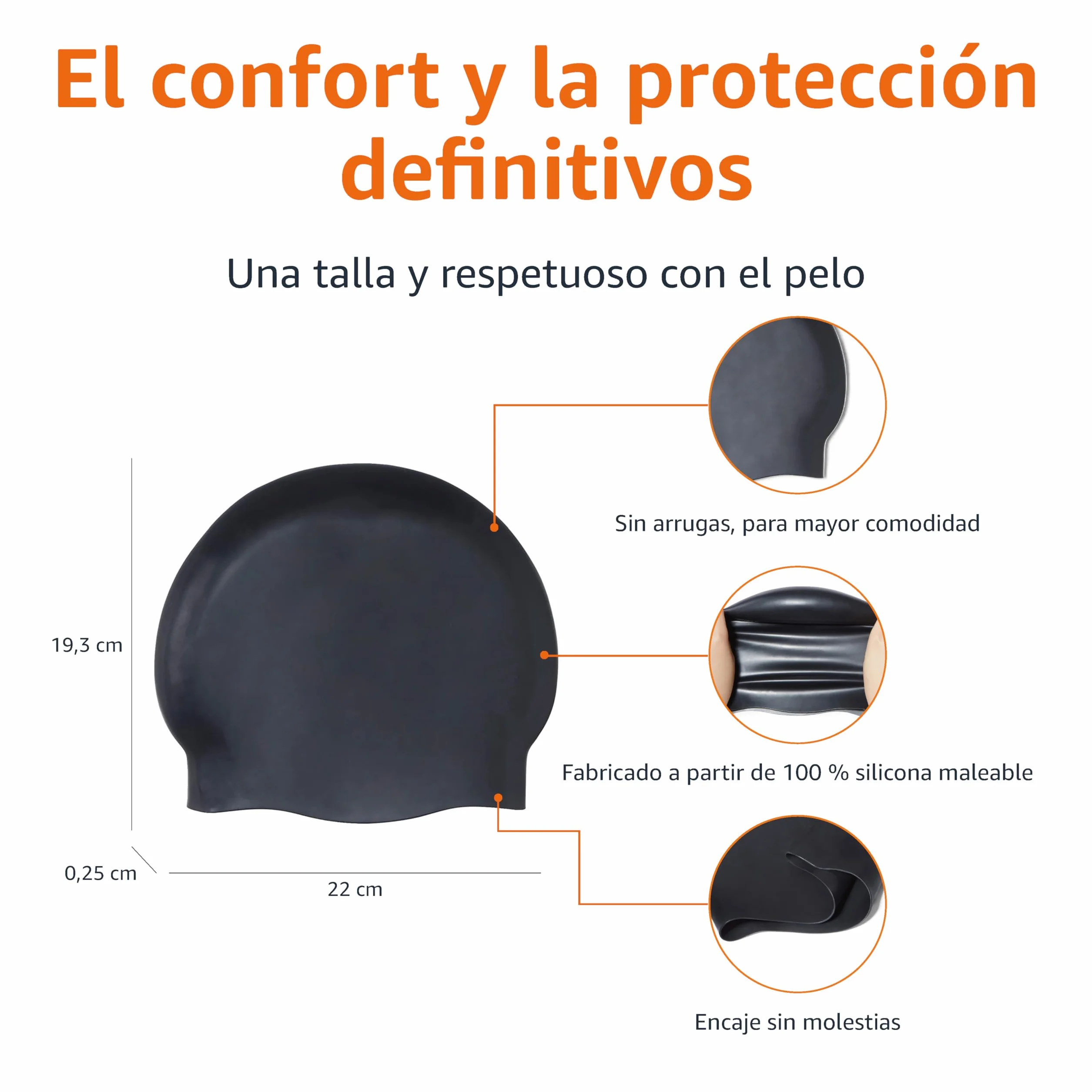 Amazon Basics Gorro de natación silicona no se arruga