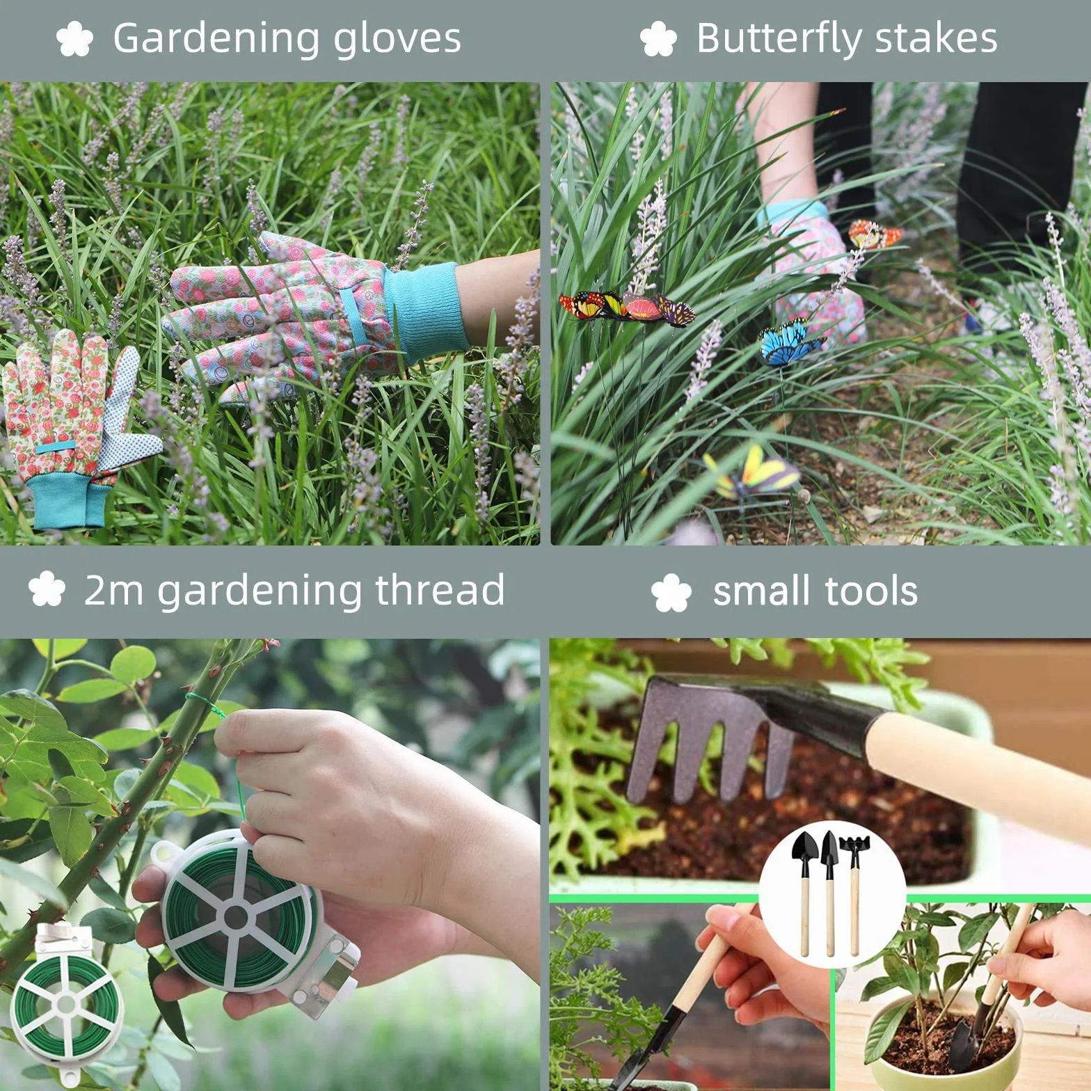 Juego de Herramientas de Jardinería 16 Pcs,Kits de Regalo de Herramientas Manuales de Jardín FloralRegalos de Jardinería para Mujeres y Hombres, con Tijeras de Podar y Bolsa de Almacenamiento