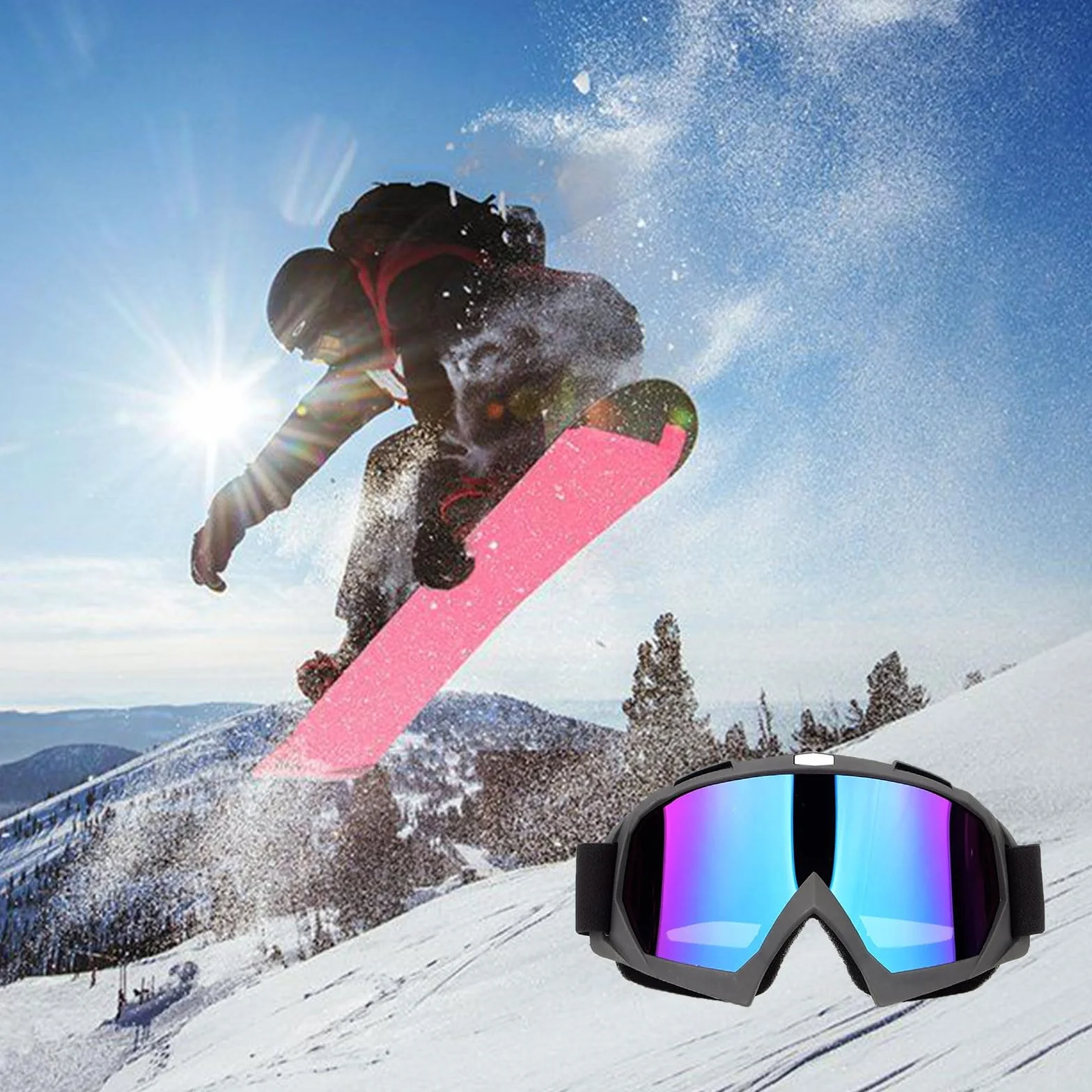 Gafas de Esquí y Snowboard a Prueba de Viento con Espejo para Montañismo