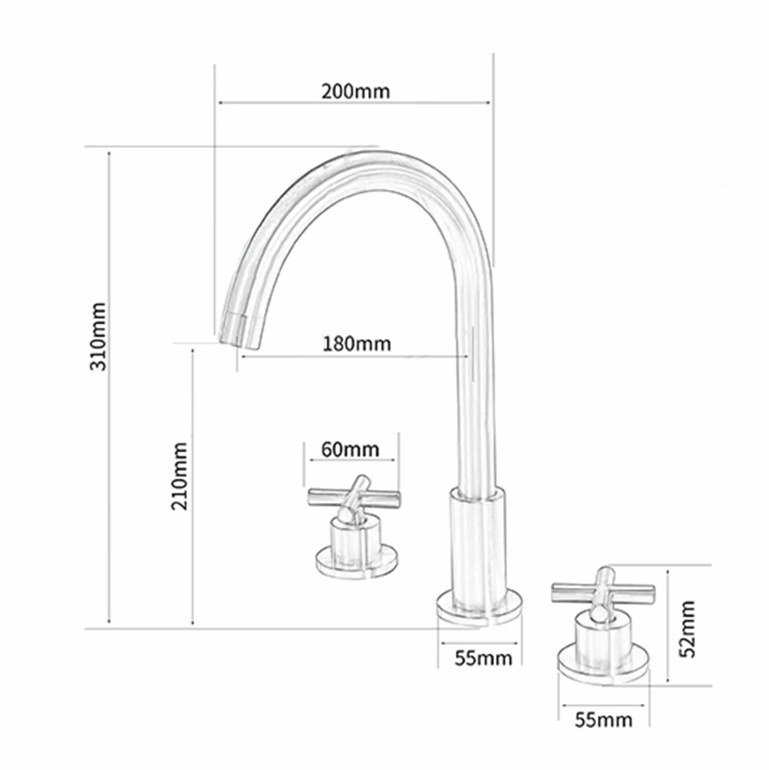 Grifo mezclador para lavabo de 3 orificios, grifos de latón cepillado frío y caliente para lavabo de baño, grifo mezclador para lavabo de 3 orificios, grifos de 3 orificios para lavabo de baño Chaser