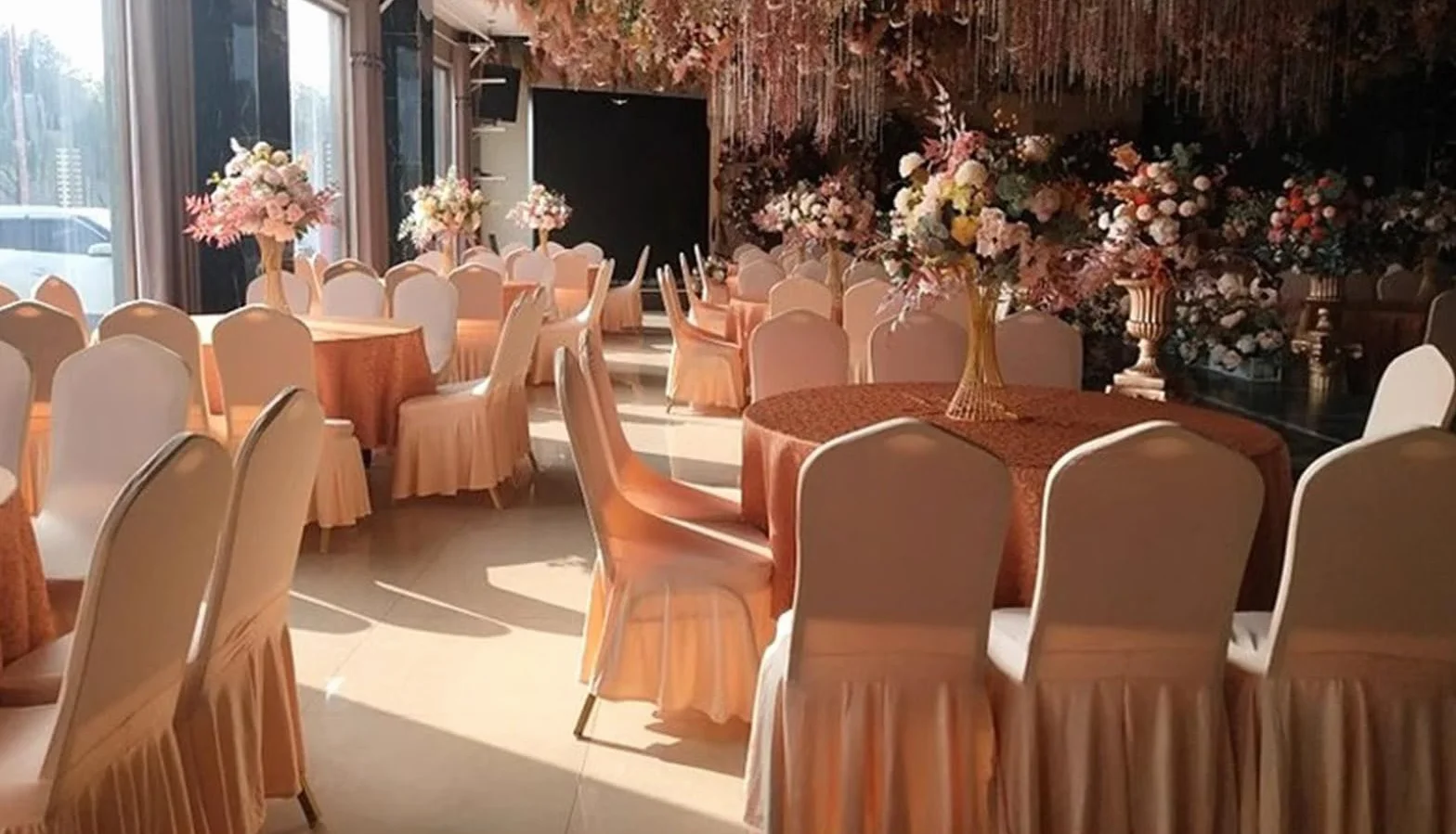 Poliéster Mantel Redondo Diámetro 160cm-320cm Hoteles Restaurantes Eventos y Fiestas Mantels Beige Diámetro 200cm