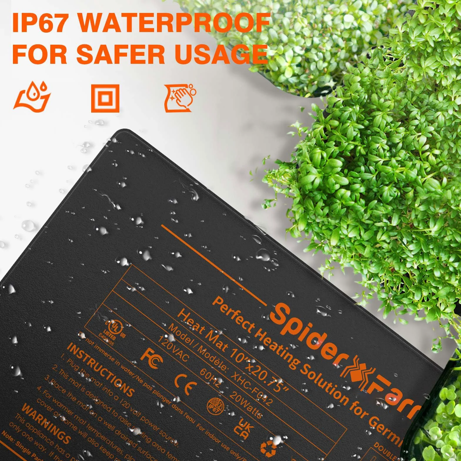SPIDER FARMER Estera Térmica para Plantas Estera Térmica con Termostato Controlador para Germinación de Plantas y Mascotas Almohadilla Térmica para Invernadero Interior 25x52cm 20w
