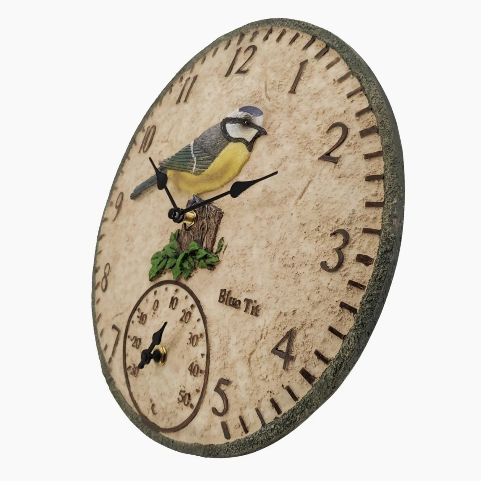 Waterproof Wall Clock Outdoor Thermometer Indoor Outdoor Thermometer Clock Wall-Mounted 12 Inch for Patio Garden Yard