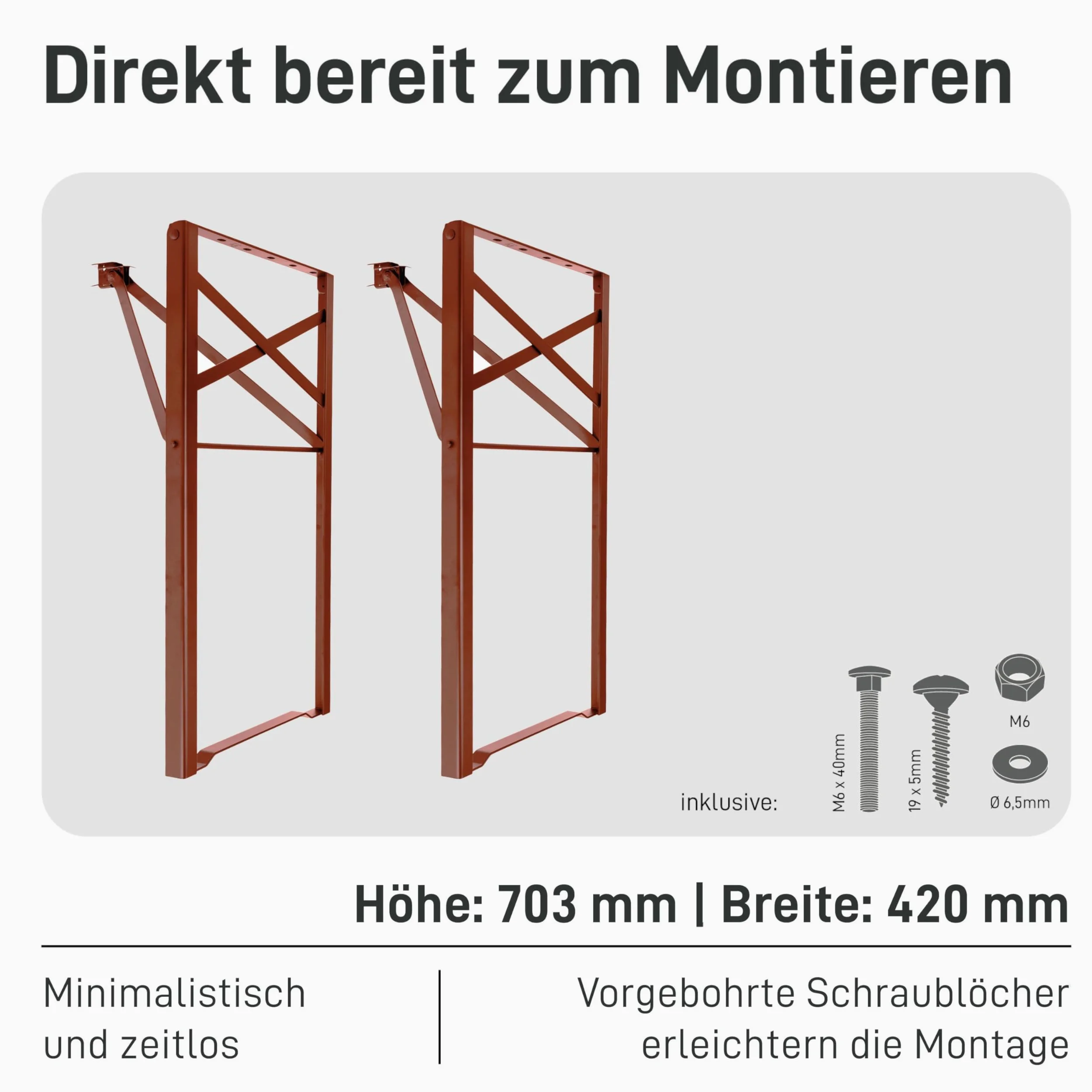 Natural Goods Berlin Juego de 2 Muebles de Tienda de Cerveza Plegables, Estructura de Metal para Mesa de Cerveza (Rojo Oscuro, 70 cm x 42 cm), Patas de Mesa para Muebles de marquesina, Estructura de