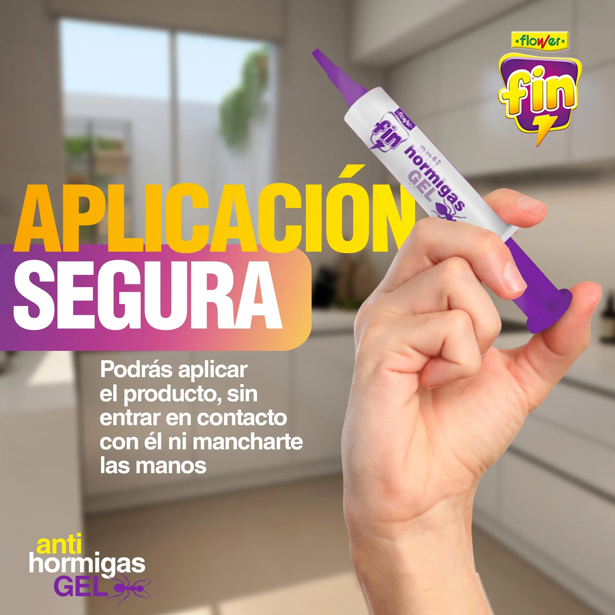 FLOWER x3 Insecticida Anti Hormigas Formato Jeringa 10 gr | Jeringuilla Antihormigas Eficaz Elimina a Toda La Colonia | Gel Atrayante y Duradero | Interior y Exterior | Aplicación Segura y Sencilla