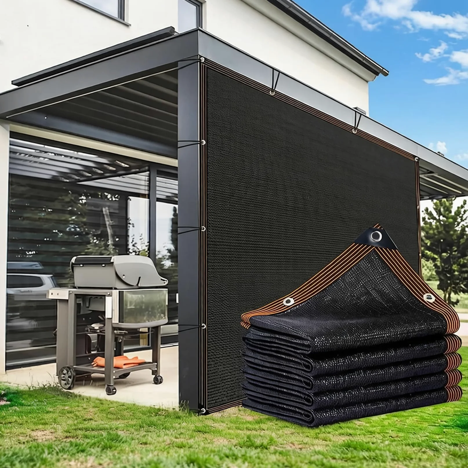 Malla de Sombreo 90% Negra,5x8m Red Parasol Exterior con Ojales,Velas de Sombra HDPE Protección Solar Transpirable para Jardín,Patio,Terraza y Invernadero