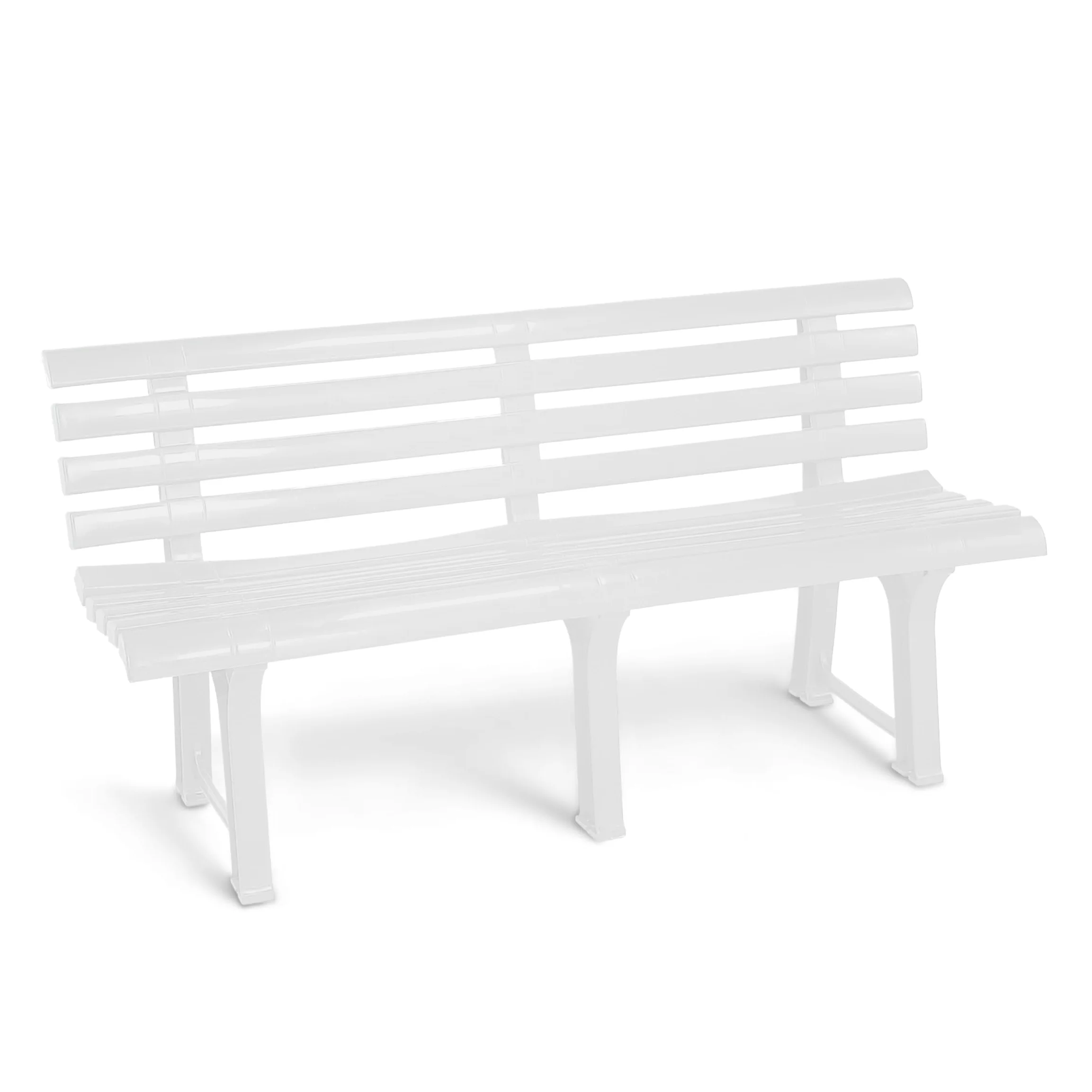 Spetebo Banco de jardín de plástico 3 plazas 145 x 74 cm blanco 200 kg carga resistente intemperie exterior