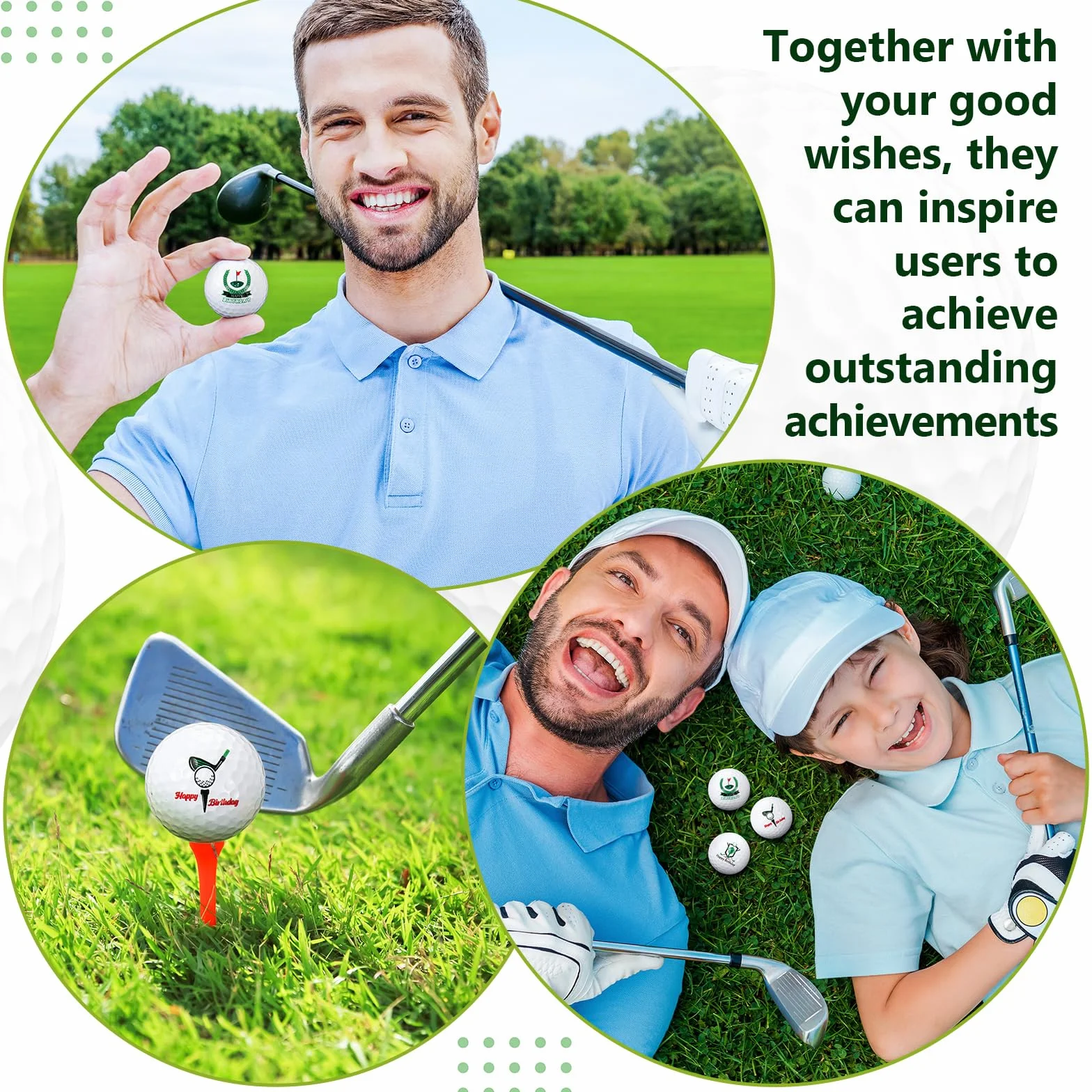 Threan 3 Piezas Juego de Regalo Pelota de Golf para Hombres Papás Tamaño Estándar