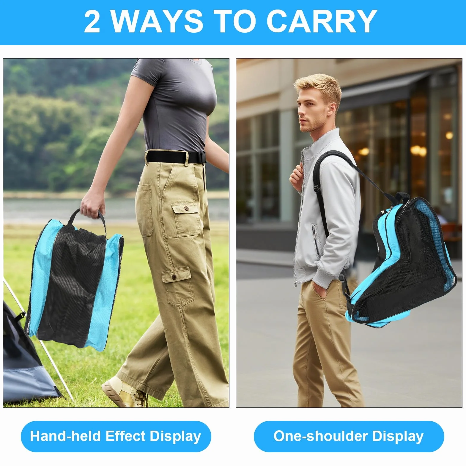 Bolsa para patines de hielo para niños, mujer y hombre (azul)