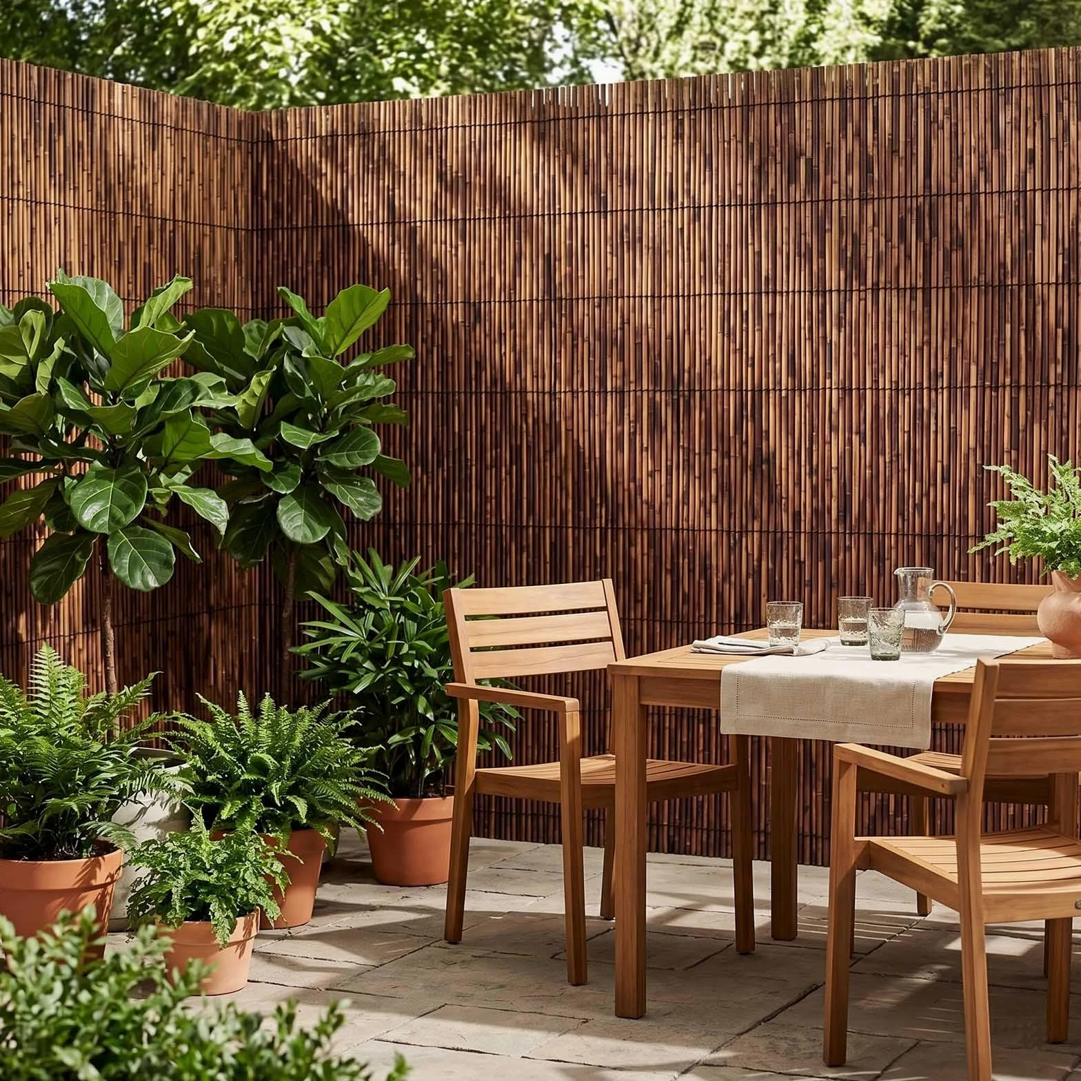 Cañizo Natural Trenzado Valla de Privacidad para Jardín Exterior Rollo de Caña Pantalla de Ocultación Protector Visual Decorativo para Piscina Patio Trasero Sombra Transpirable(Carbonizado,60x600cm)