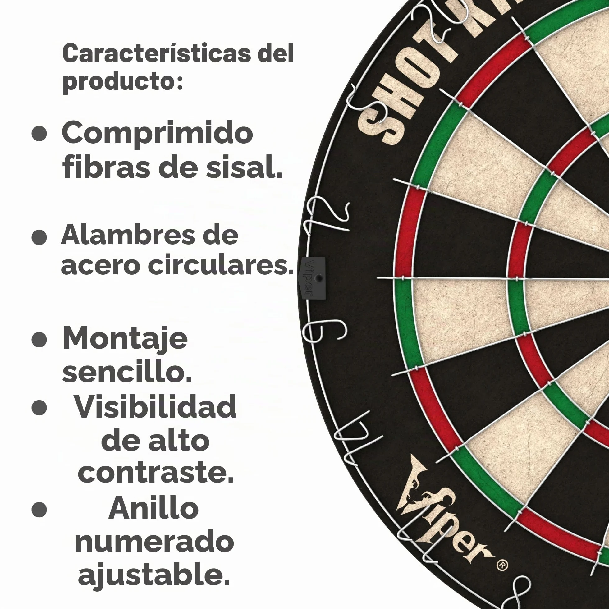 Shot King Regulation Bristle Steel Tip Dartboard Set 17.75 Inch Staple-Free Bullseye Galvanized Metal Spider Wire 6 Darts
