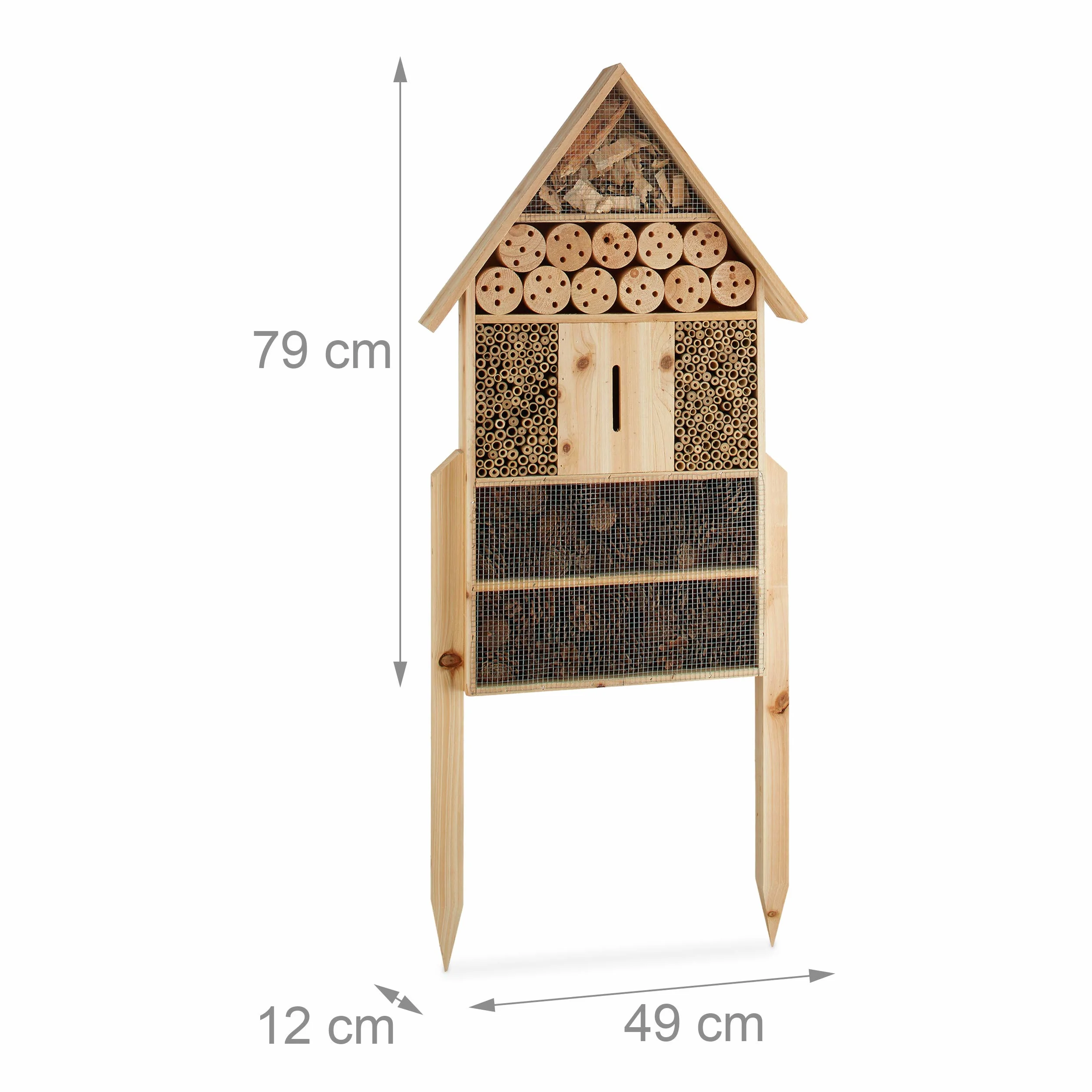 Relaxdays Casa para Insectos de Pie XL, Madera, Marrón, 79 x 49 x 12 cm