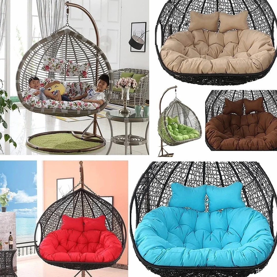 CojíN Silla Tipo Huevo Colgante 2 Personas, CojíN Columpio Plazas Exteriores, Cesta Doble, Reemplazo del Hamaca(A,130X110CM) 2 PCS