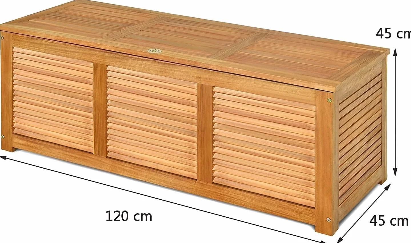 GOPLUS Baúl Almacenaje Exterior de Madera Acacia, Banco Contenedor con Capacidad 178L carga 150 kg, Caja de Almacenamiento con Tapa, Arcón para Jardín Patio Terraza Balcón, 120x45x45cm, Natural