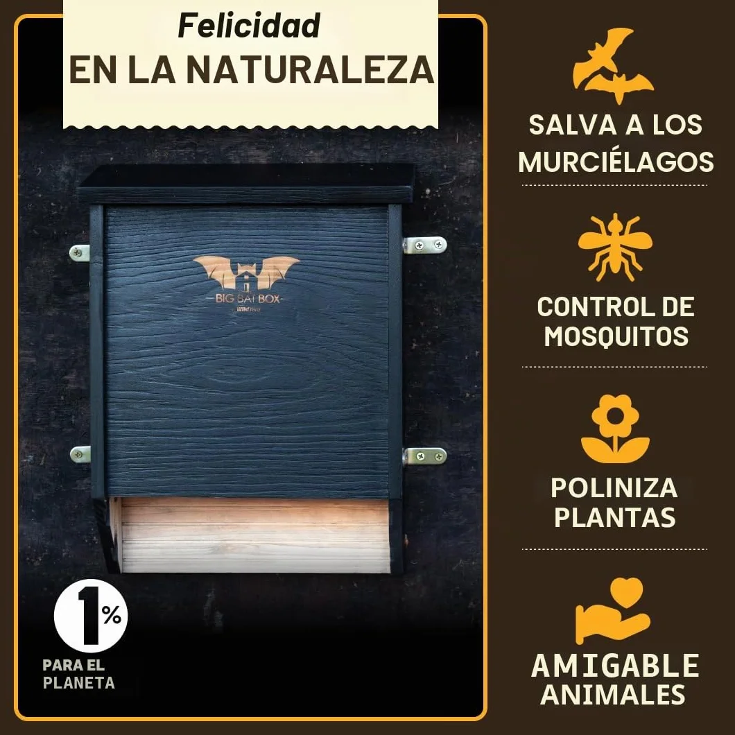Wildyard Bat House For Outdoors -Casa Completa de Murciélagos para Exteriores - Limpia tu Patio de Mosquitos - Caja de Murciélagos sin Pintura en su Interior - Casa para Murciélagos