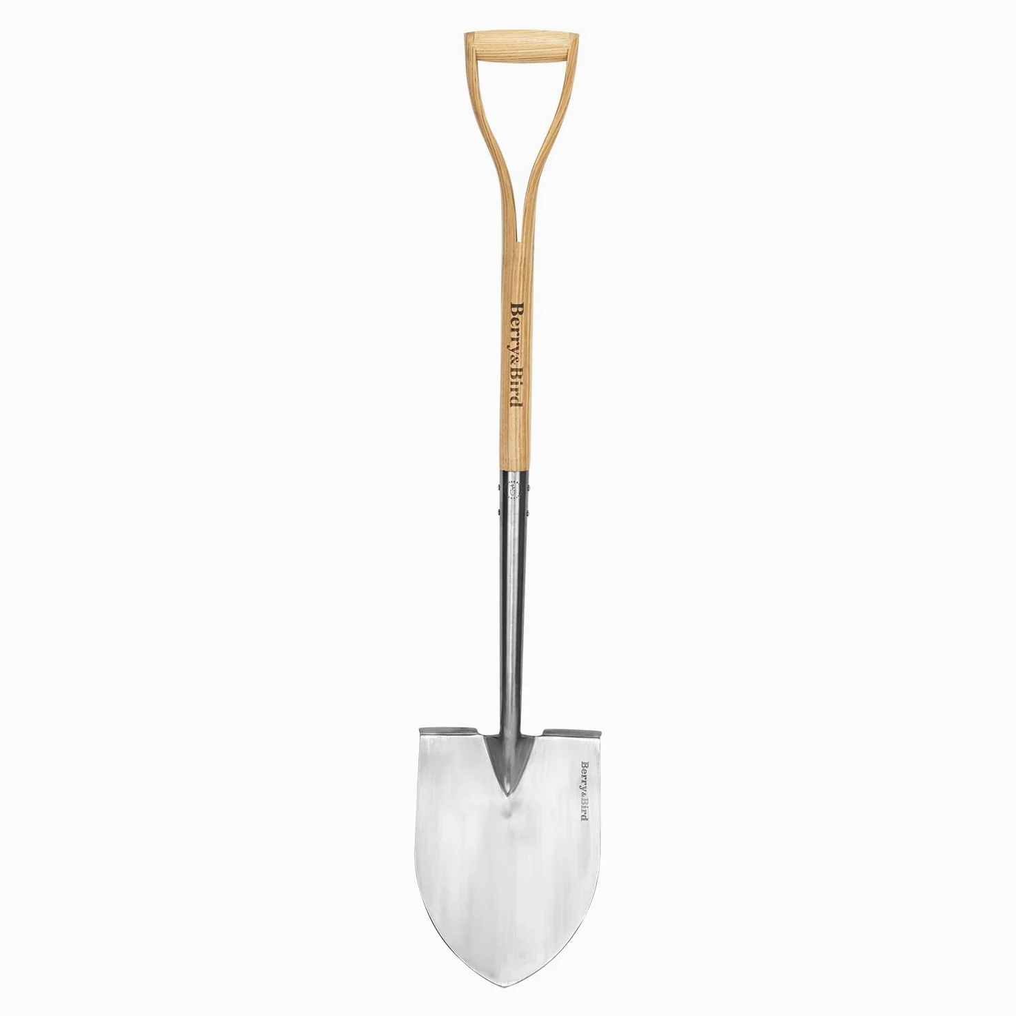 Berry&Bird Palas para excavar, pala redonda de 43 pulgadas, pala resistente con mango en D de madera, pala de nieve de acero inoxidable, pala de jardín para trasplante y exterior
