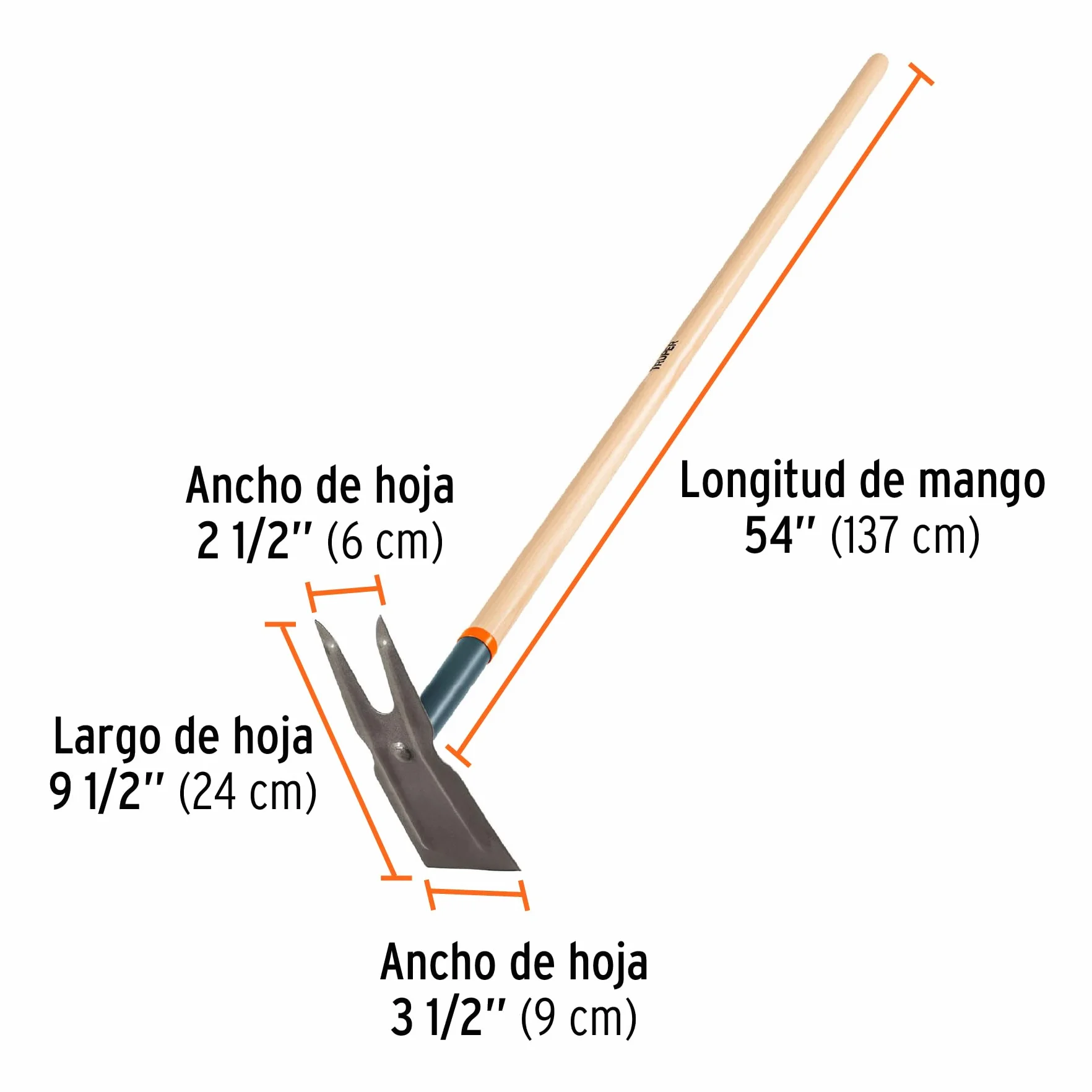 Truper A2C, Azadón dos cuernos, mango madera de 54"