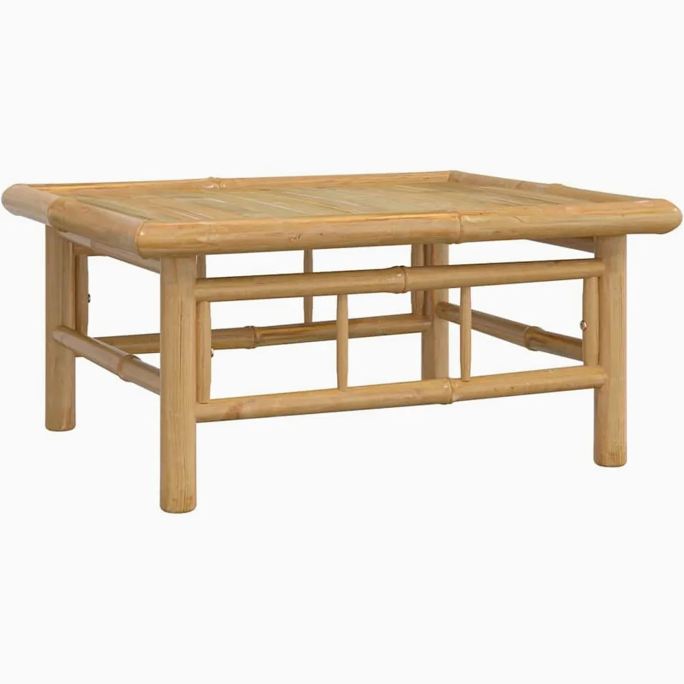 Mesa de jardín de 65 x 55 x 30 cm, bambú, colores naturales, robusta mesa auxiliar para exteriores, muebles de jardín duraderos, fácil limpieza