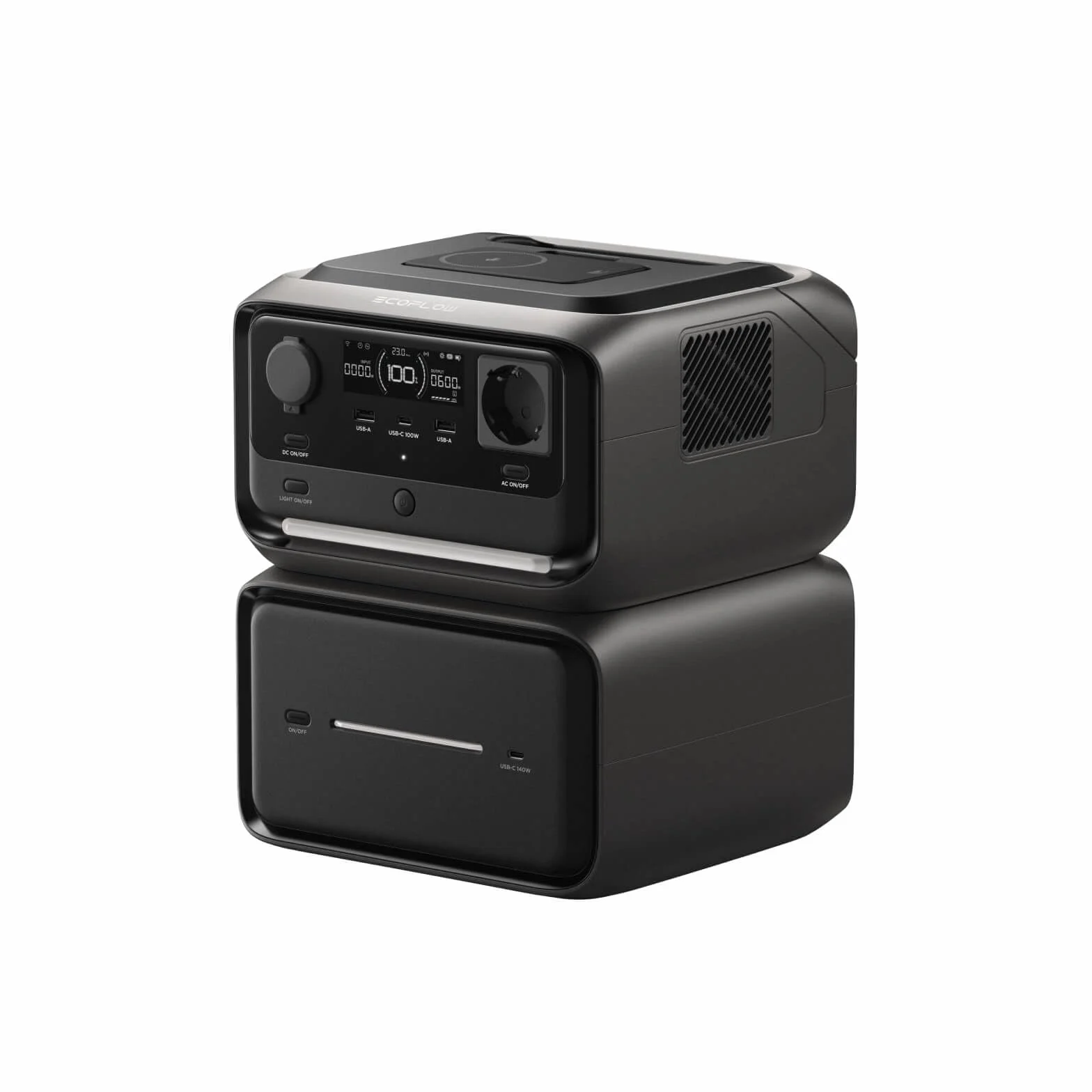 Estación de energía portátil EF ECOFLOW RIVER 3 Max Plus Inalámbrica con banco de energía 5000 mAh, batería LFP 858 Wh, salida de hasta 1200 W, generador solar para exteriores, acampadas y caravanas