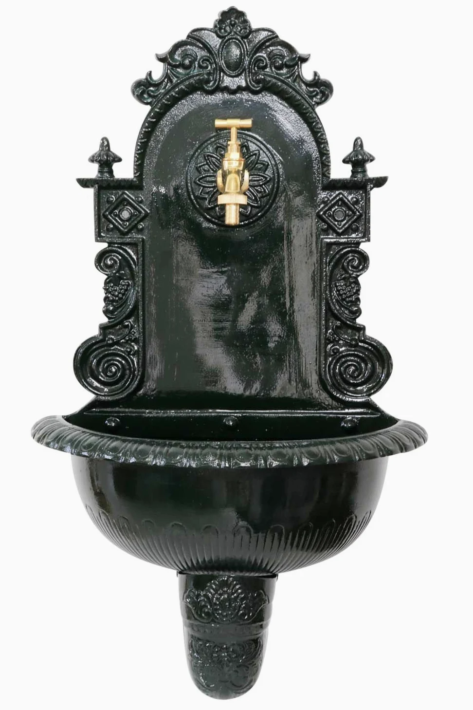 aubaho Fuente de Pared de la Fuente Aluminio 72cm Verde Estilo Antiguo
