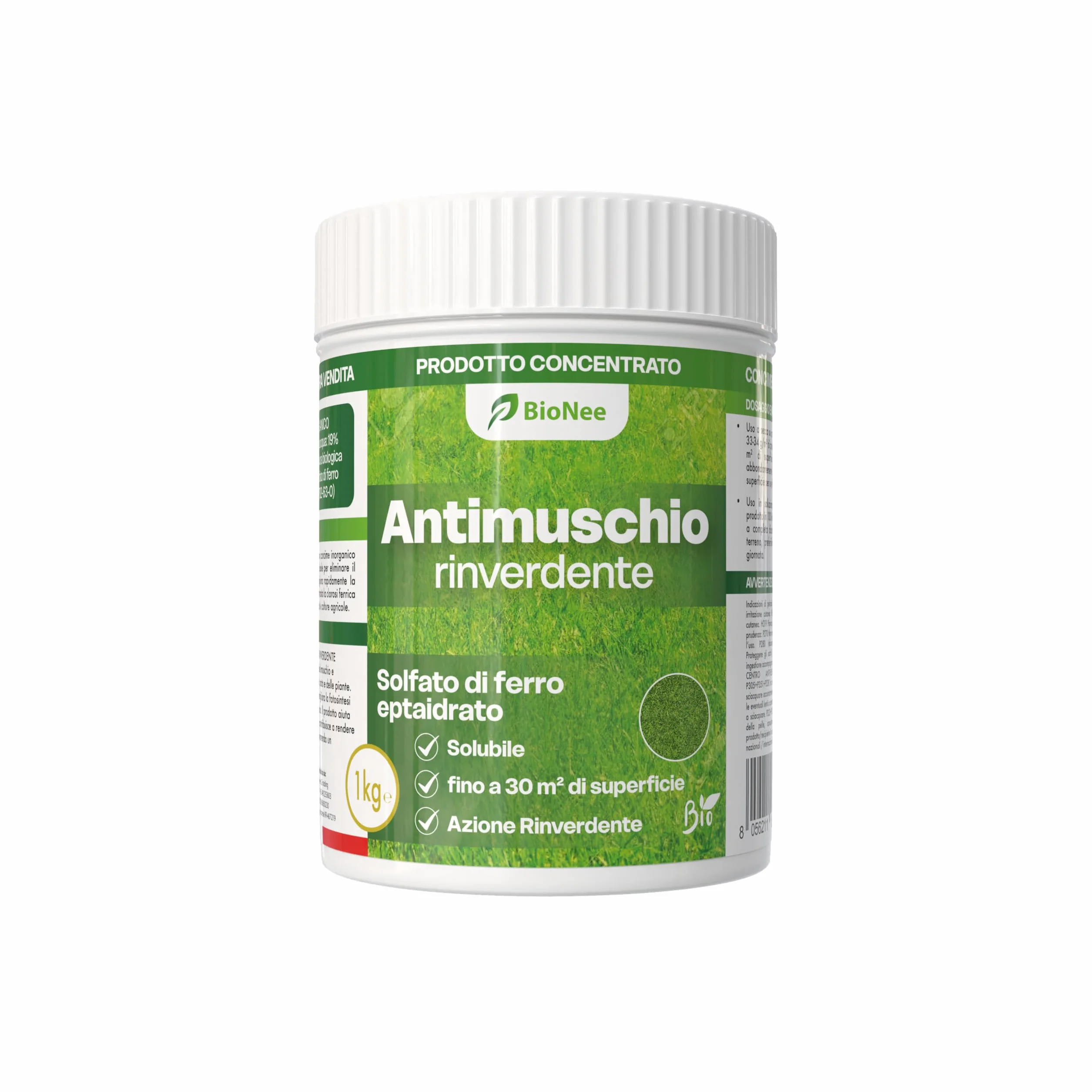 Antimusgo revitalizante 1 kg – Sulfato de hierro concentrado – Acción rápida contra musgo, clorosis férrica y reverdecimiento del césped – Permitido en agricultura biológica