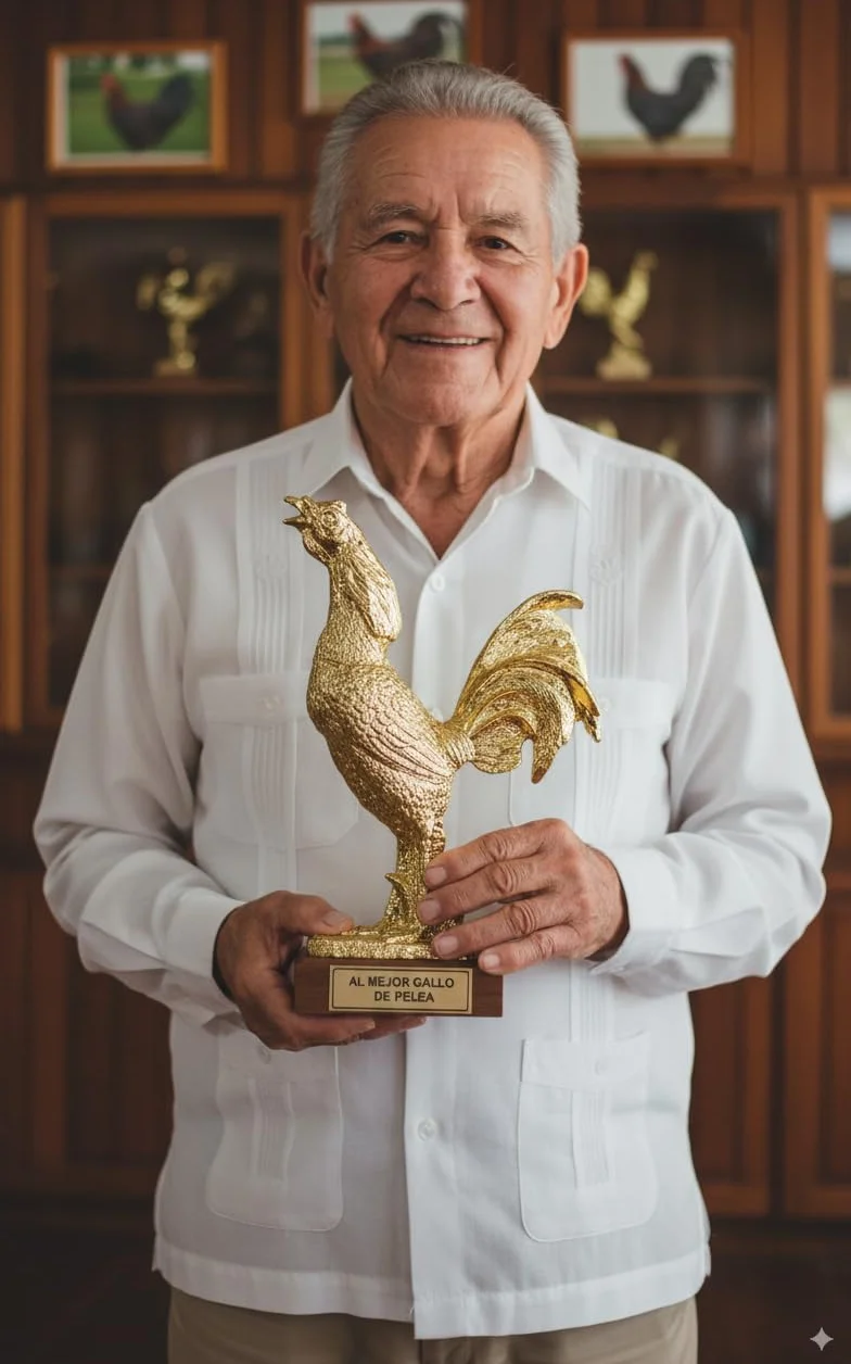 Trofeo Gallo de Pelea Grabado Figura Dorada 27cm Altura