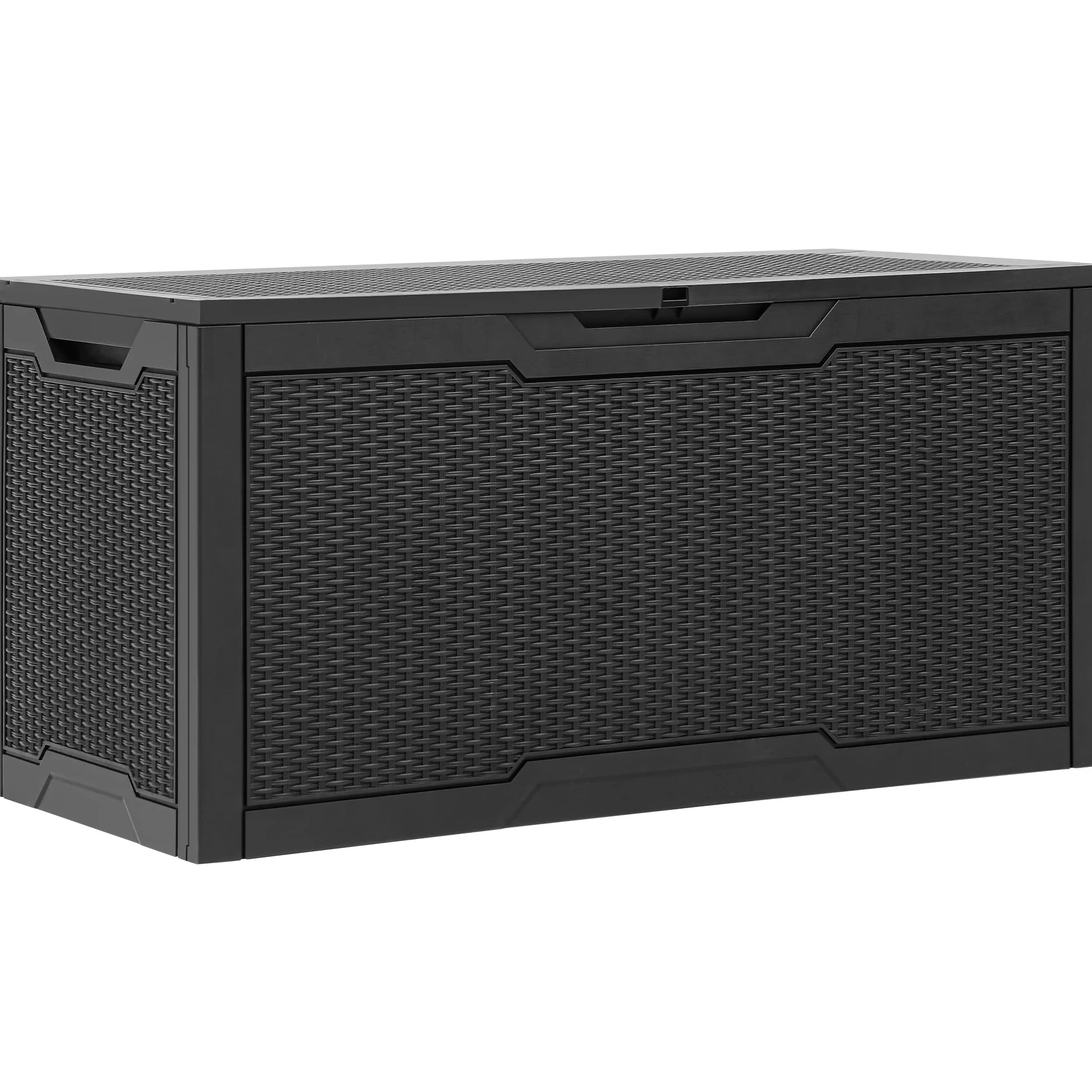 YITAHOME Caja de resina de 100 galones, resistente a la intemperie, caja de almacenamiento para exteriores e interiores con cerradura para suministros y artículos esenciales, color negro