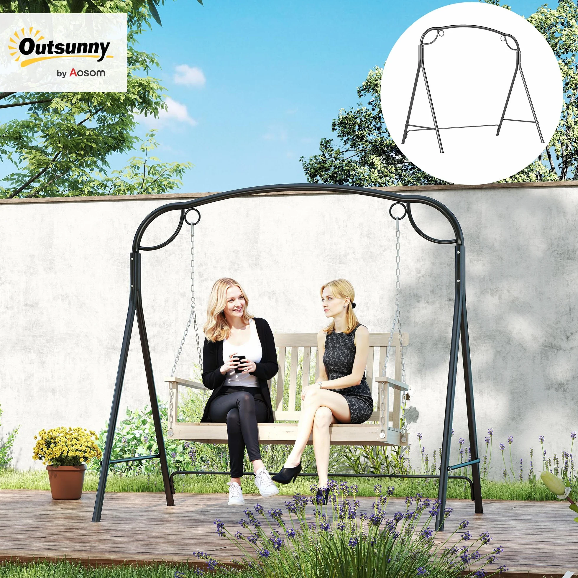 Outsunny Soporte para Columpio de Metal Estructura de Columpio Resistente con Patas en Forma de A Carga 220 kg para Jardín Parque Patio Porche 172x126x170 cm Bronce