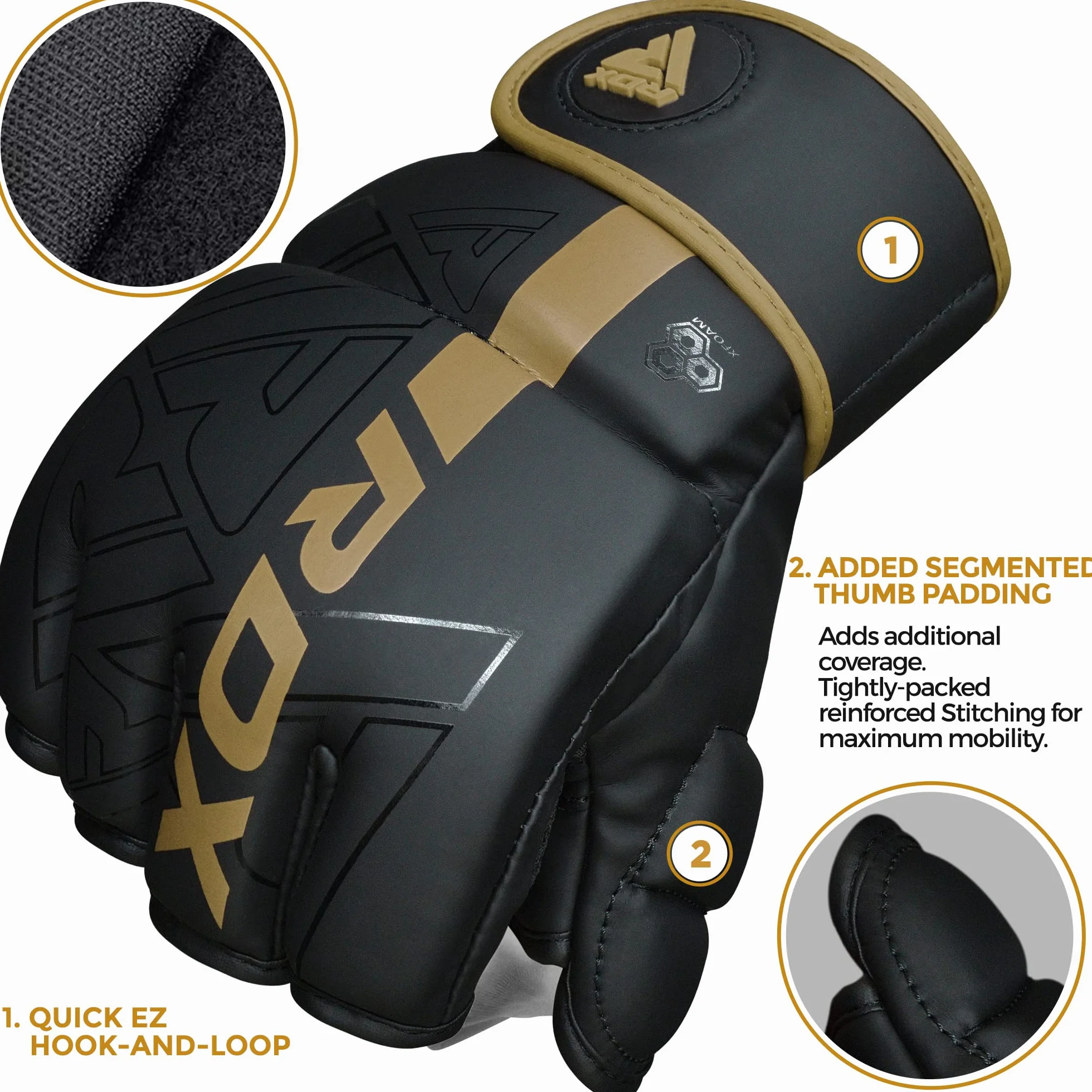 RDX Guantes MMA Cuero Maya Hide Precurvado Entrenamiento