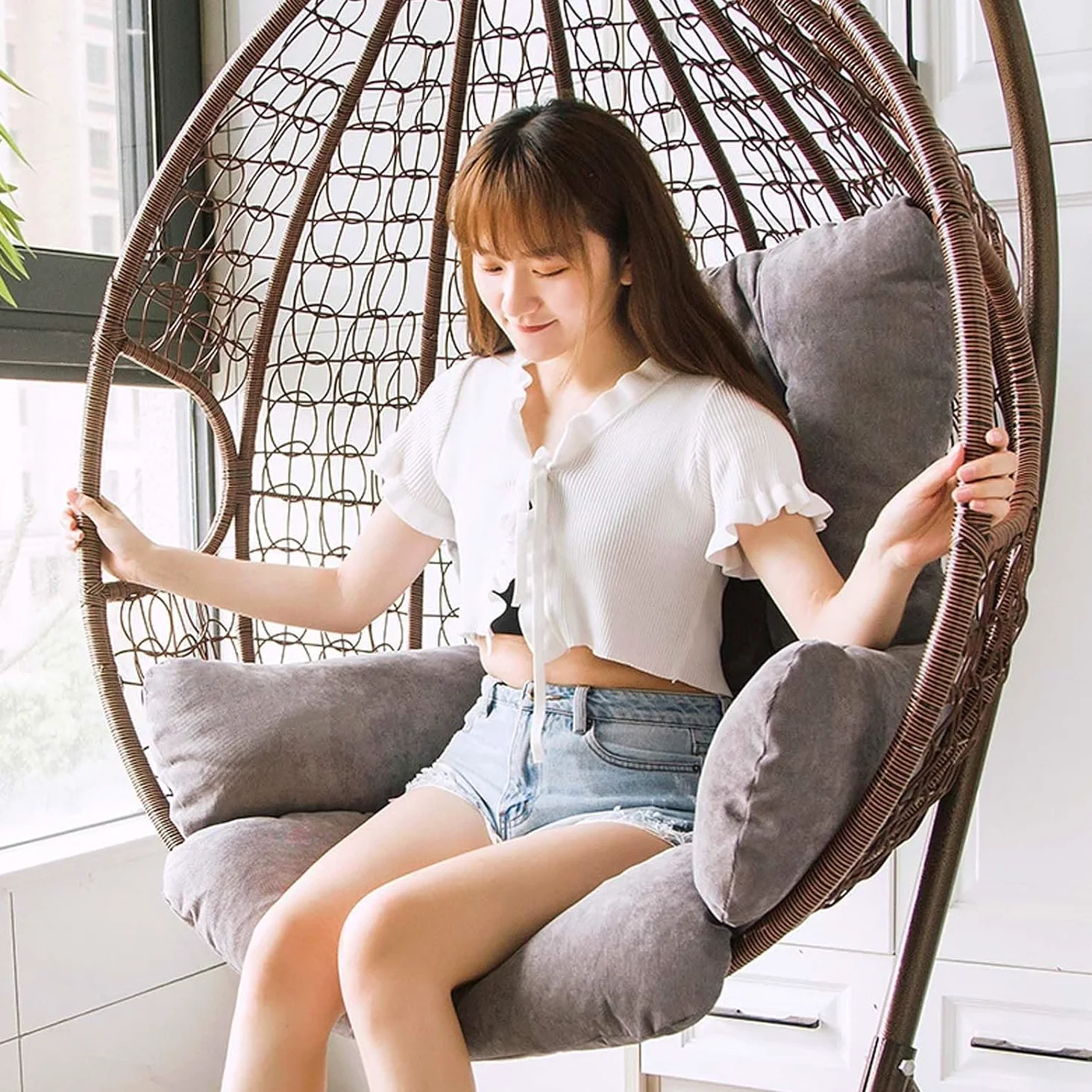 Cojín para Sillón Colgante Columpio Asiento Lavable (Marrón)