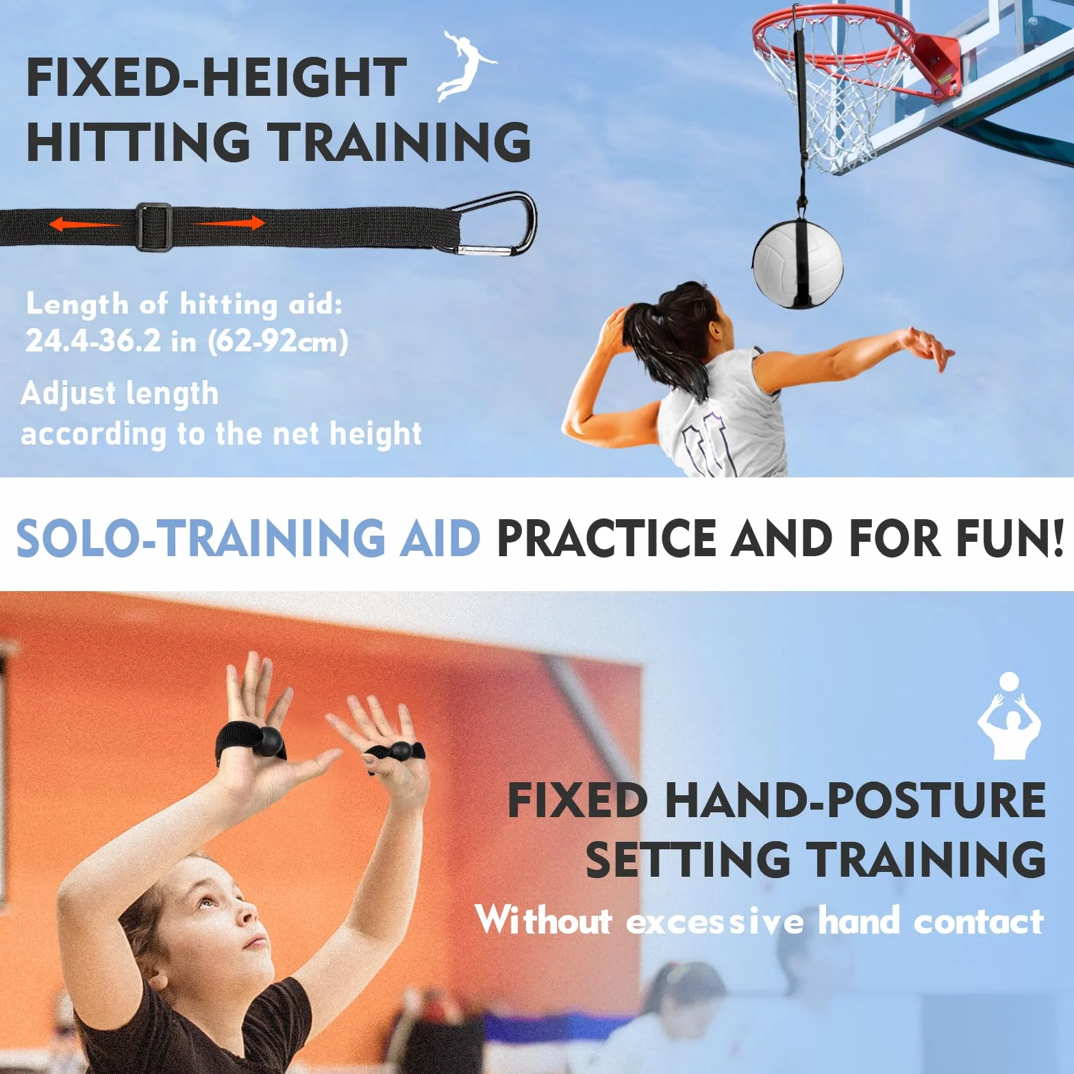 BRANTMAKER Equipo de Entrenamiento de Voleibol, 2 Tamaños, Accesorios, Rosa/Negro