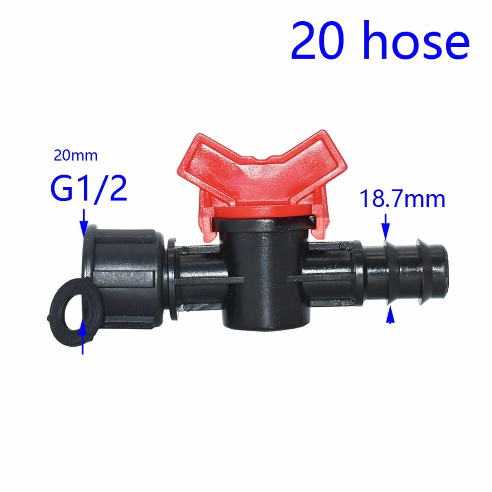 Accesorios de riego por goteo Herramientas for sistemas de riego de jardinería, rosca hembra de 1/2" 3/4" a manguera de 16 mm 20 mm, grifo de jardín, válvula de riego de manguera de 1/2" 3/4", mini ad