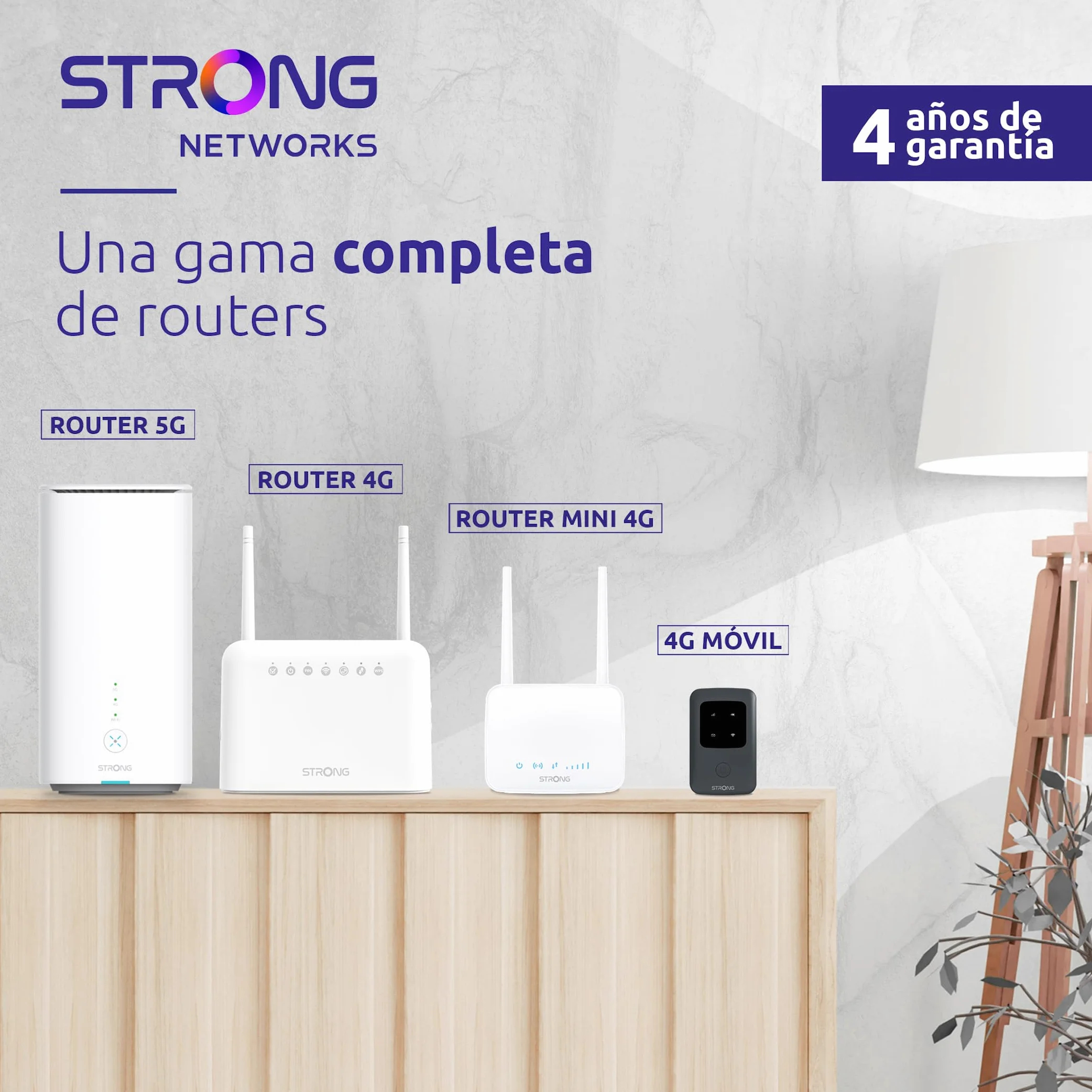 STRONG Router WiFi 4G LTE 300M 150 Mbps 300 Mbps Puerto RJ45 Antenas Desmontables Blanco